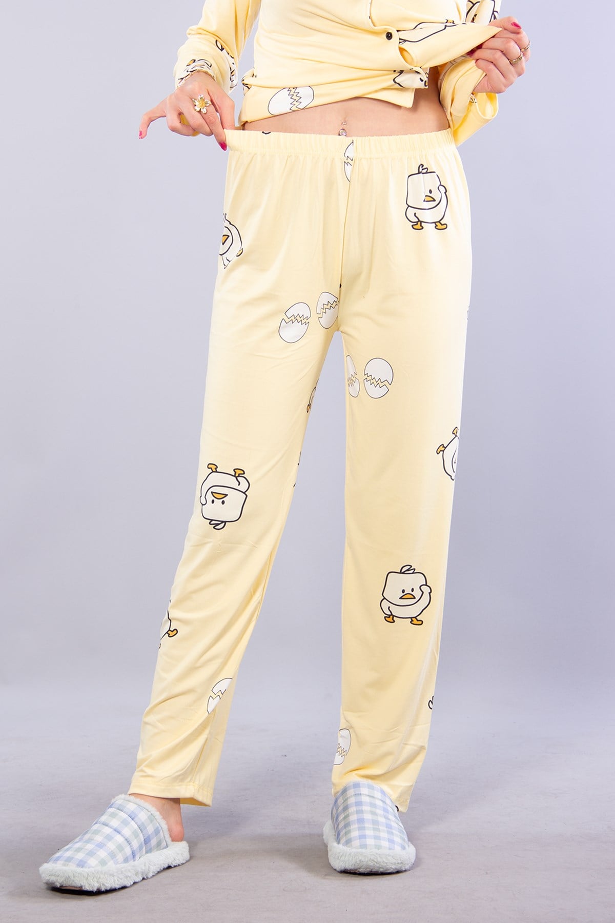 Pijama Takımımckanzie27017 Milan Soft Gömlek Yaka Yumurta Desen Pijama Takımıkadınerkek