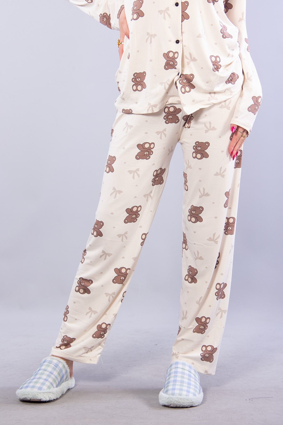 Pijama Takımımckanzie27019 Milan Soft Gömlek Yaka Ayıcık Desen Pijama Takımıkadınerkek