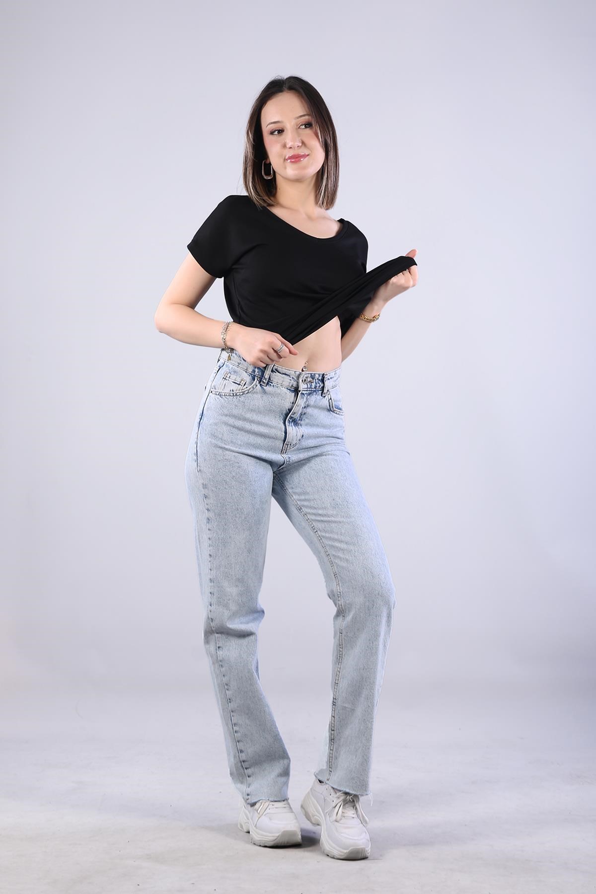 T-shirtmckanzie2962-1 Modal Kumaş Arkası Önü Derin V Yaka T-shirtkadınerkek