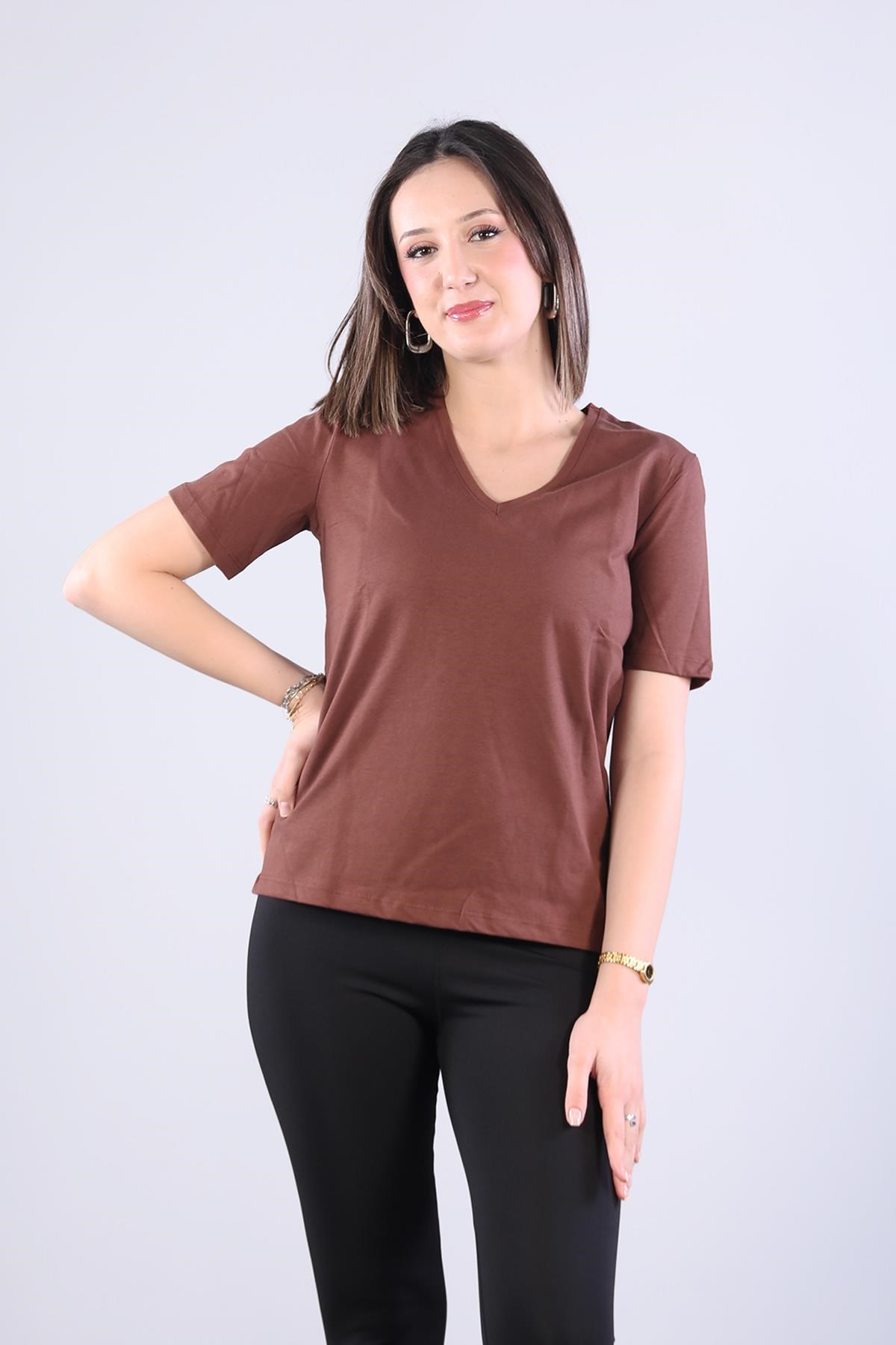 T-shirtmckanzie2992 V Yaka Basic T-shirtkadınerkek