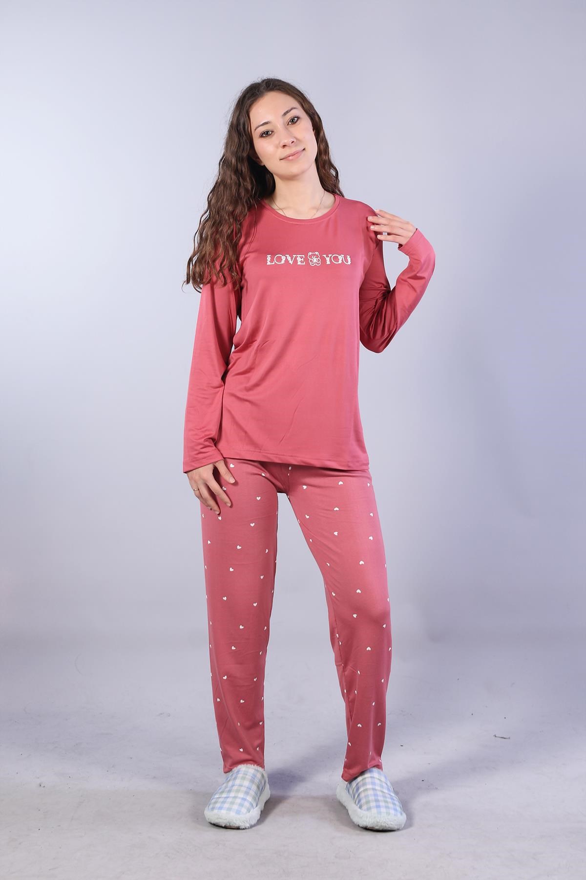 Pijama Takımımckanzie3404 Milan Love You O Yaka Uzun Kol Üst Uzun Alt Pijama Takımkadınerkek