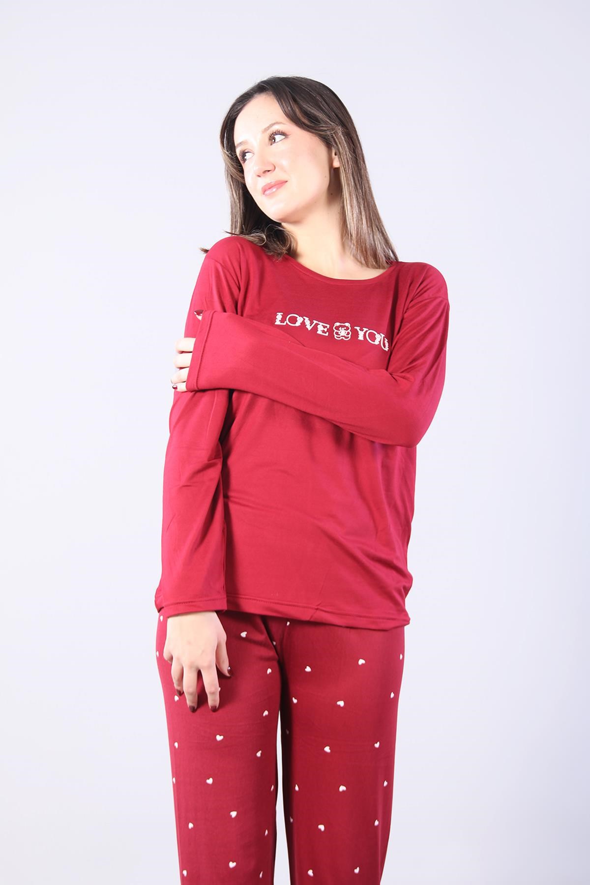 Pijama Takımımckanzie3404 Milan Love You O Yaka Uzun Kol Üst Uzun Alt Pijama Takımkadınerkek