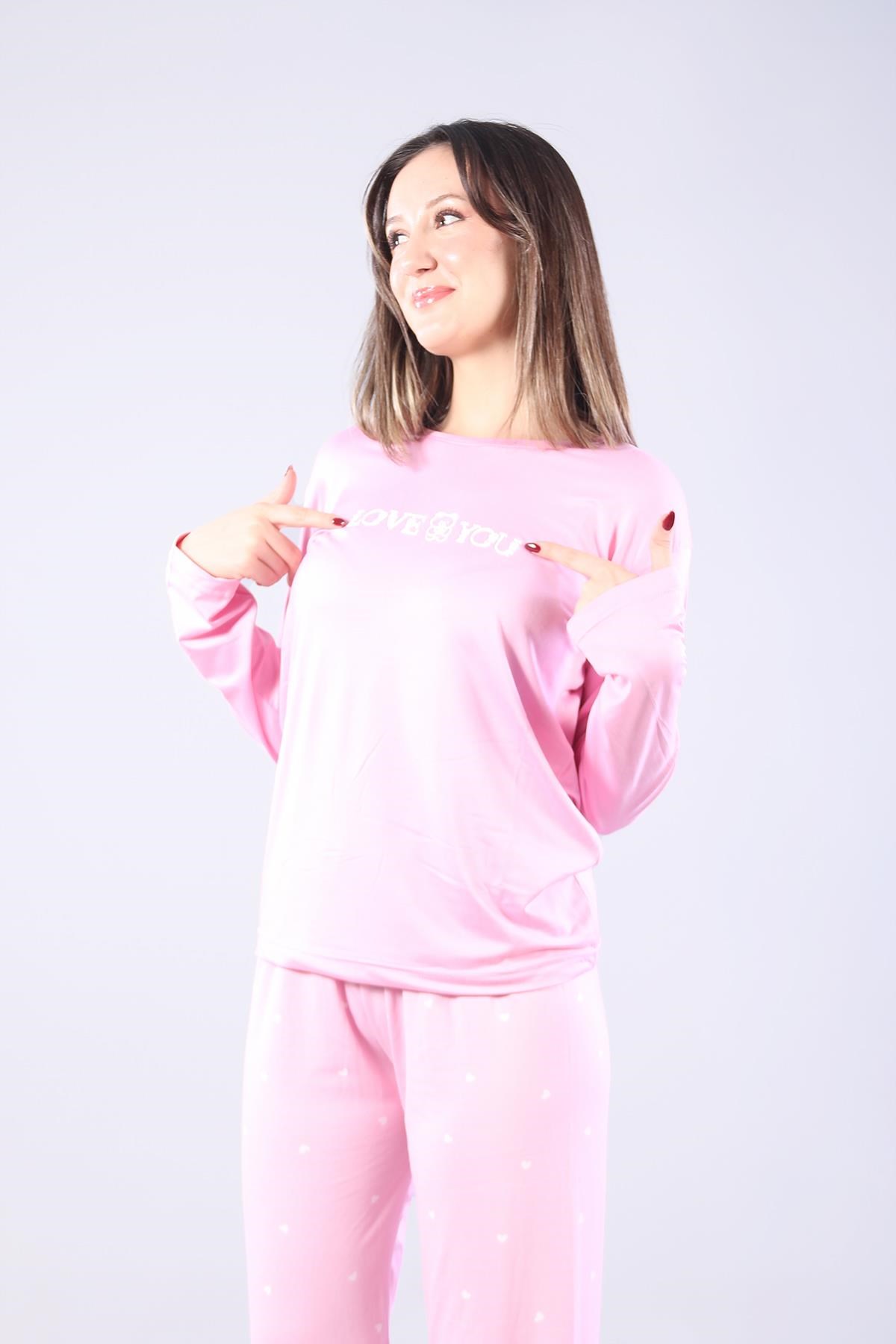 Pijama Takımımckanzie3404 Milan Love You O Yaka Uzun Kol Üst Uzun Alt Pijama Takımkadınerkek