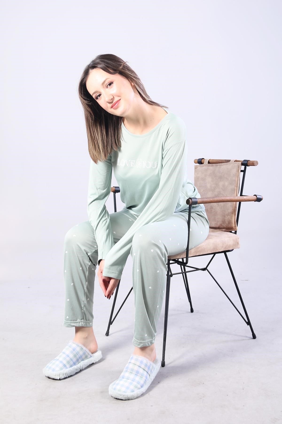 Pijama Takımımckanzie3404 Milan Love You O Yaka Uzun Kol Üst Uzun Alt Pijama Takımkadınerkek