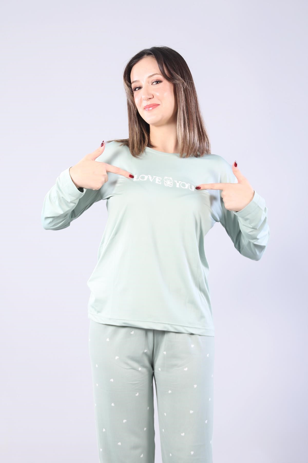 Pijama Takımımckanzie3404 Milan Love You O Yaka Uzun Kol Üst Uzun Alt Pijama Takımkadınerkek