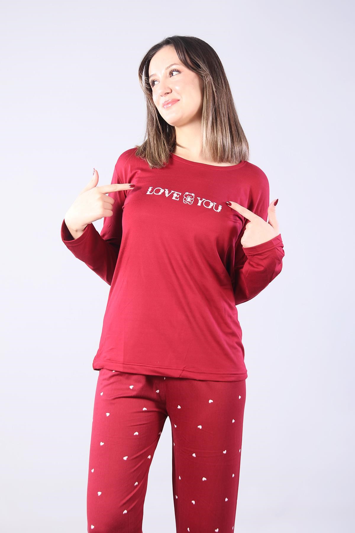 Pijama Takımımckanzie3404 Milan Love You O Yaka Uzun Kol Üst Uzun Alt Pijama Takımkadınerkek