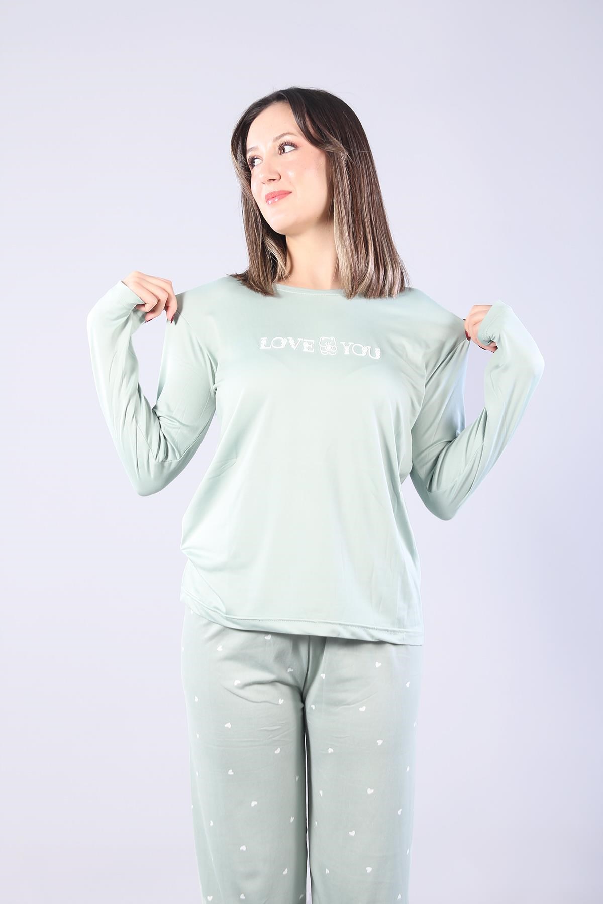 Pijama Takımımckanzie3404 Milan Love You O Yaka Uzun Kol Üst Uzun Alt Pijama Takımkadınerkek