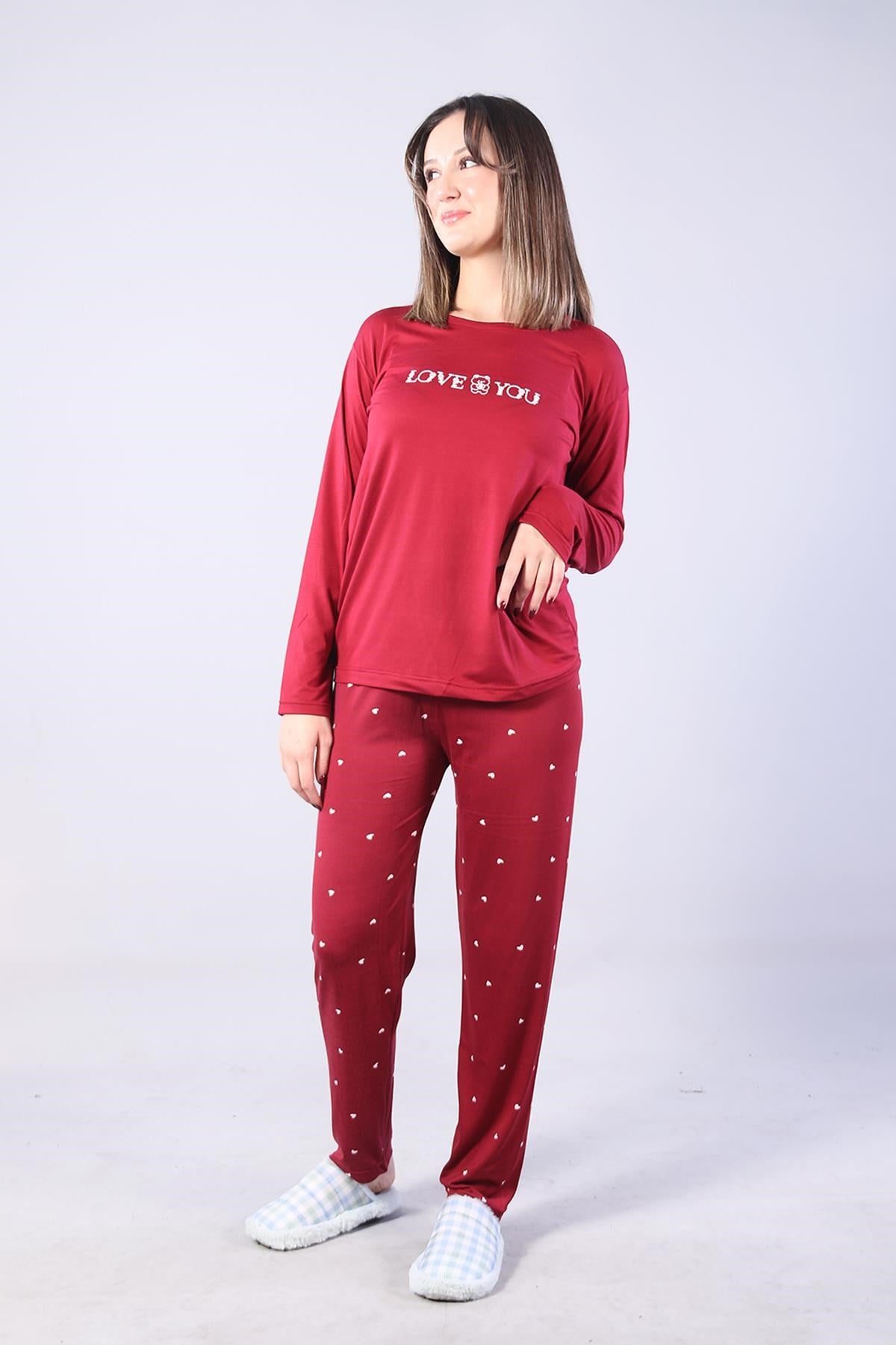 Pijama Takımımckanzie3404 Milan Love You O Yaka Uzun Kol Üst Uzun Alt Pijama Takımkadınerkek