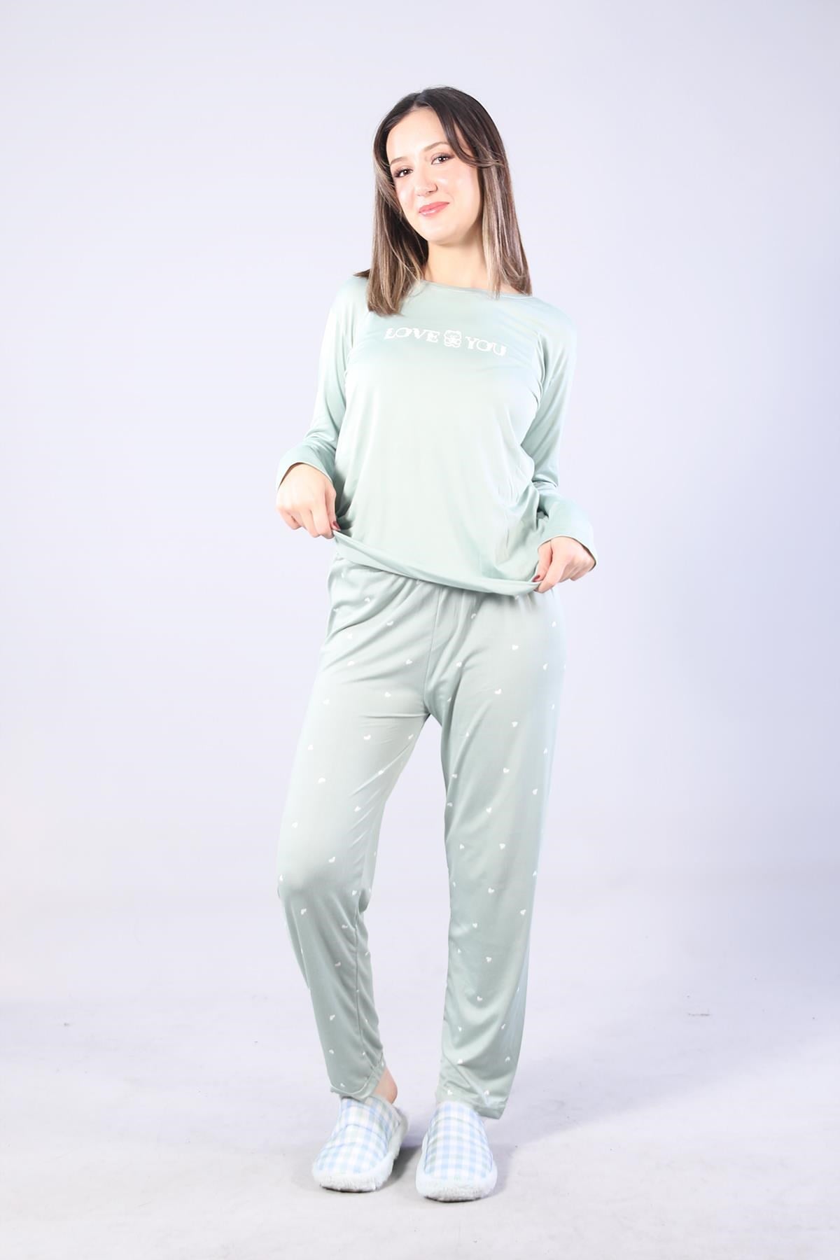 Pijama Takımımckanzie3404 Milan Love You O Yaka Uzun Kol Üst Uzun Alt Pijama Takımkadınerkek