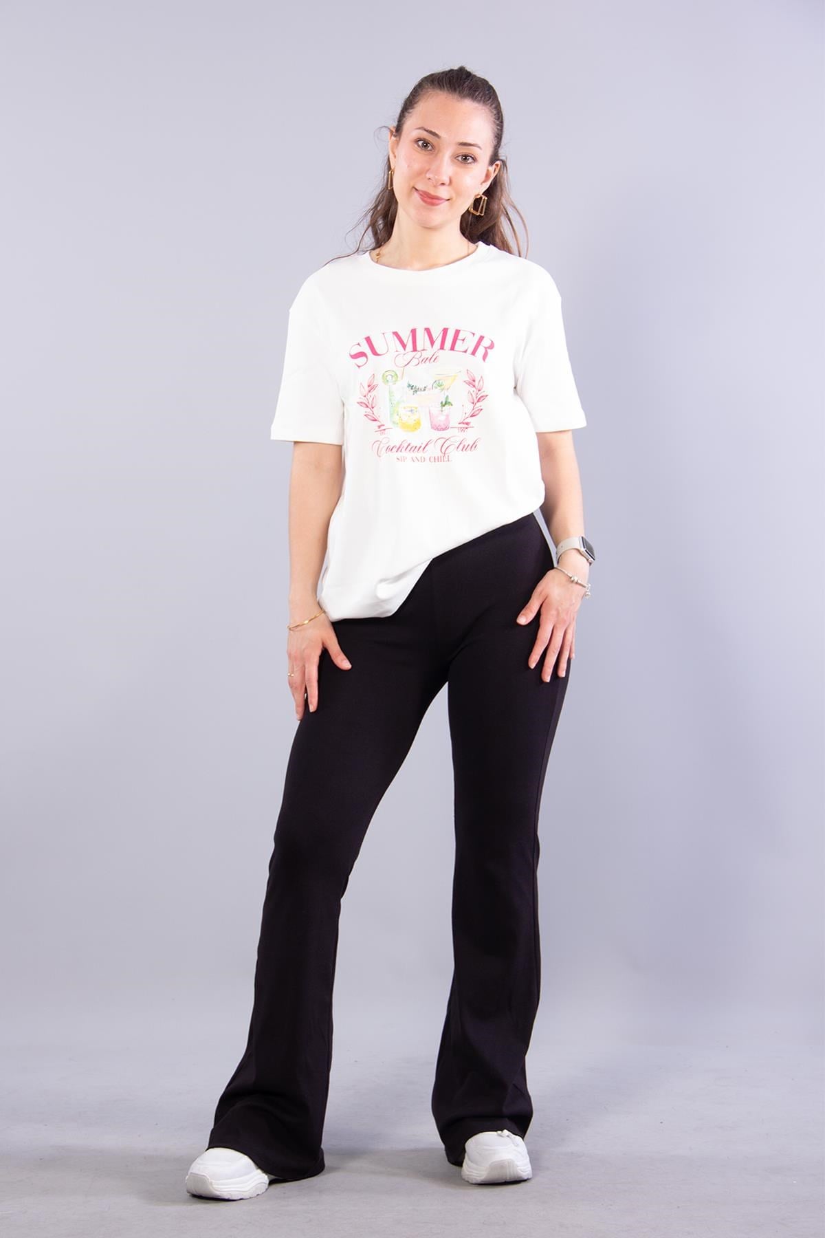 T-shirtmckanzie3405 Summer Bale O Yaka T-shirtkadınerkek