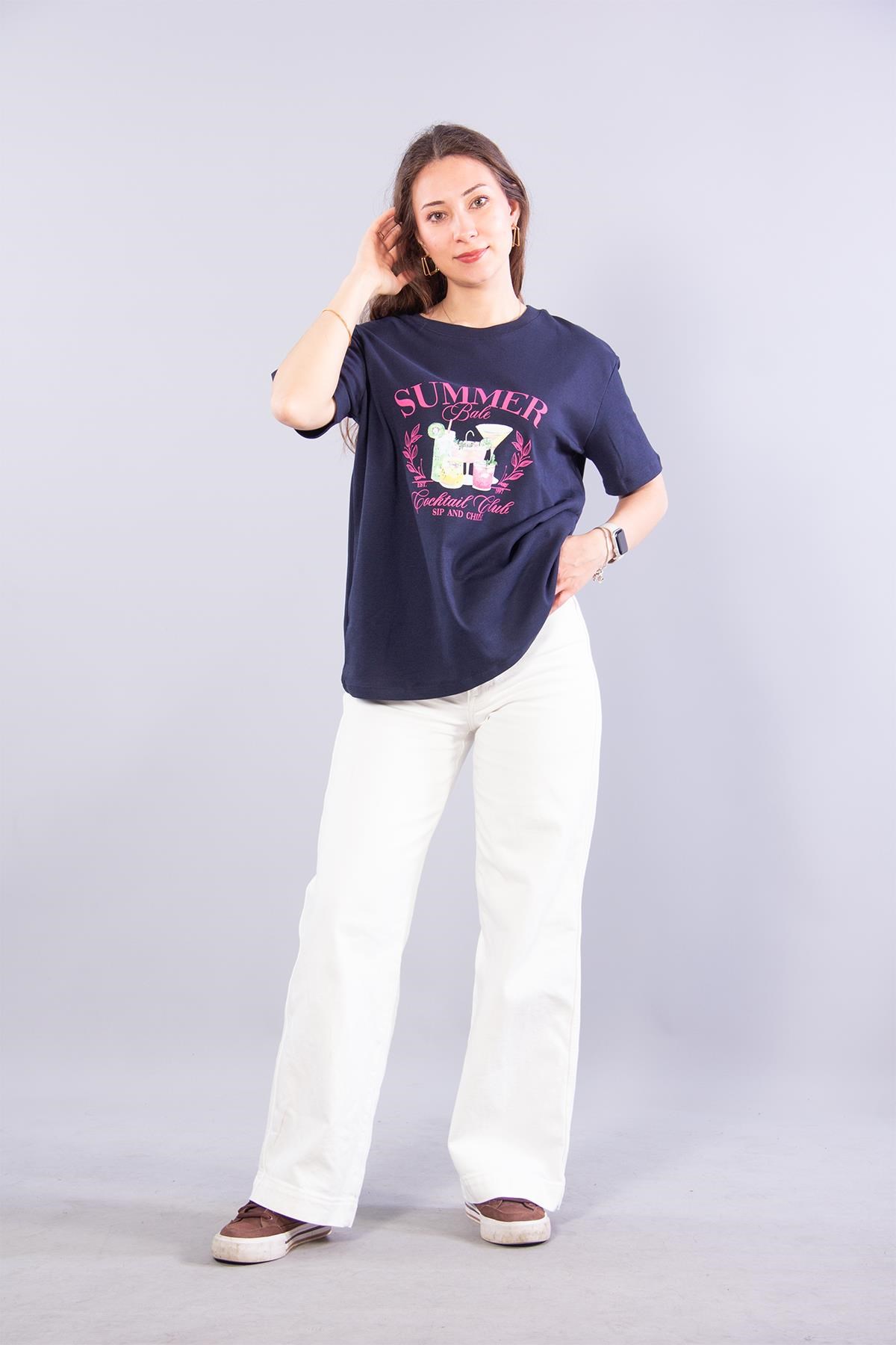 T-shirtmckanzie3405 Summer Bale O Yaka T-shirtkadınerkek