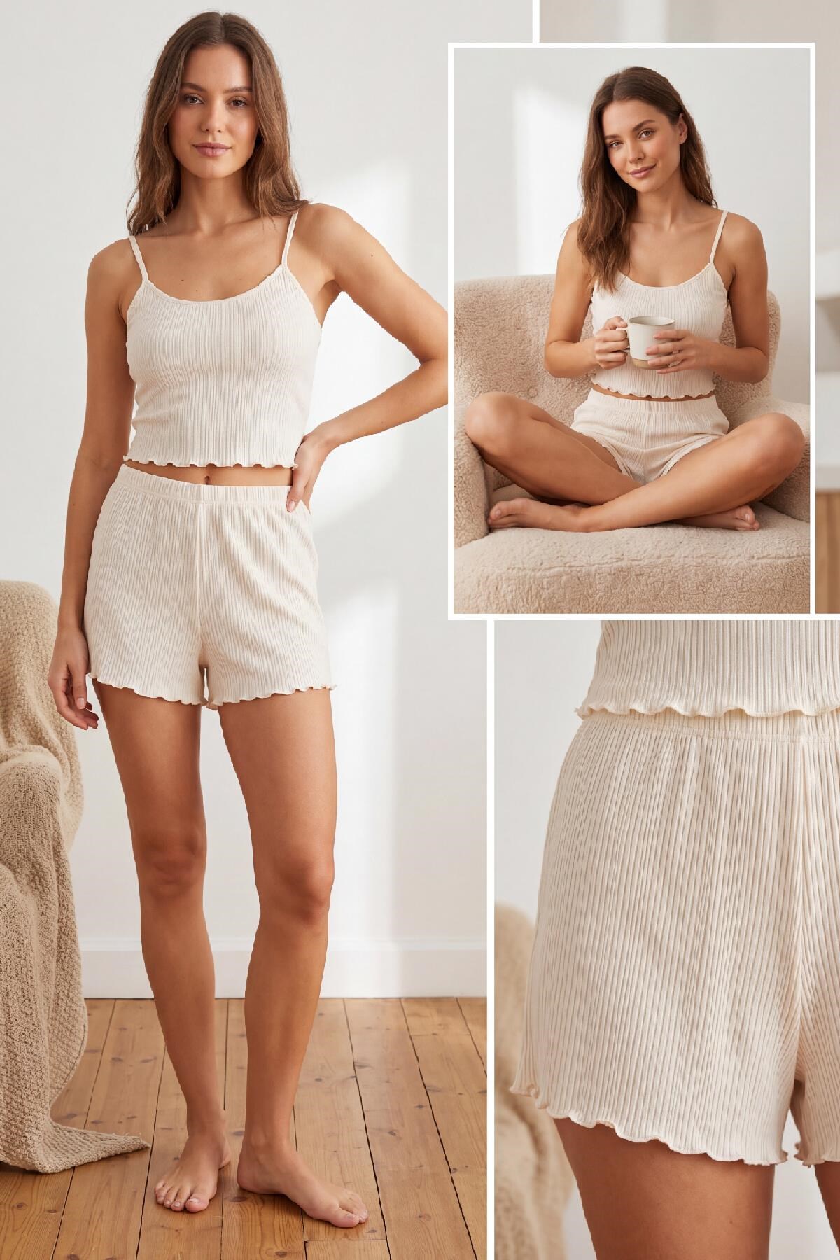 Pijama Takımımckanzie3407 İp Askılı Şortlu Pijama Takımıkadınerkek