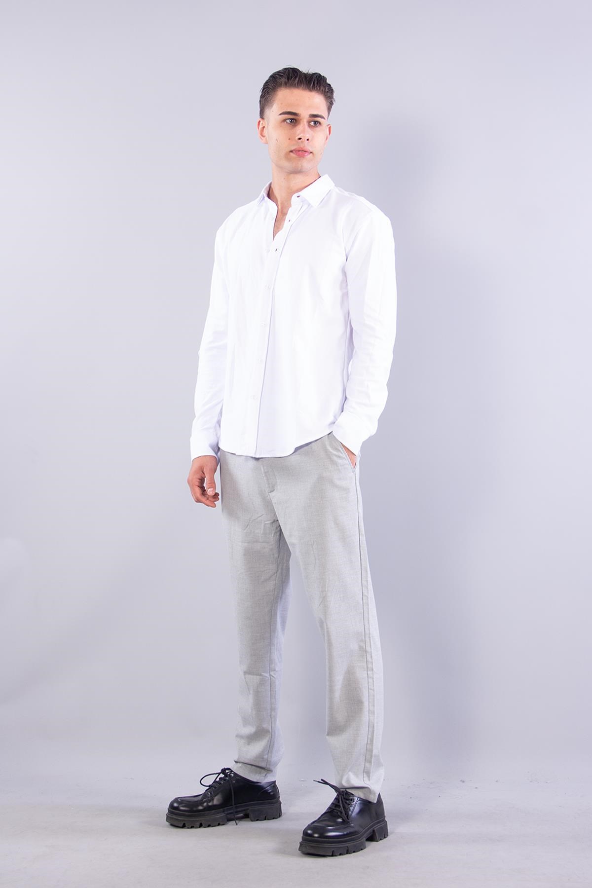 Gömlekmckanzie3650 Likralı Cepsiz Gömlekkadınerkek