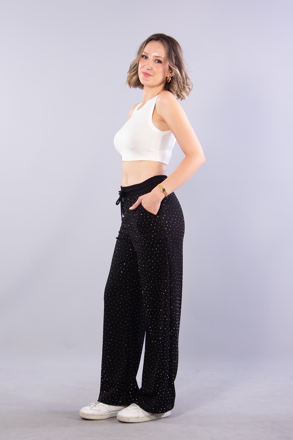 Pantolonmckanzie3718 Taşlı Beli Lastikli Pantolonkadınerkek