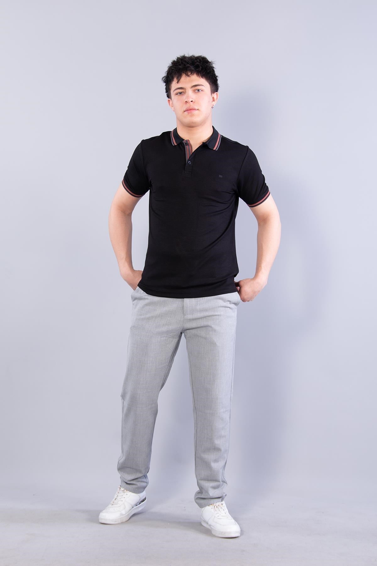 T-shirtmckanzie4623 Yakalı Çizgili Modal Kumaş T-shirtkadınerkek