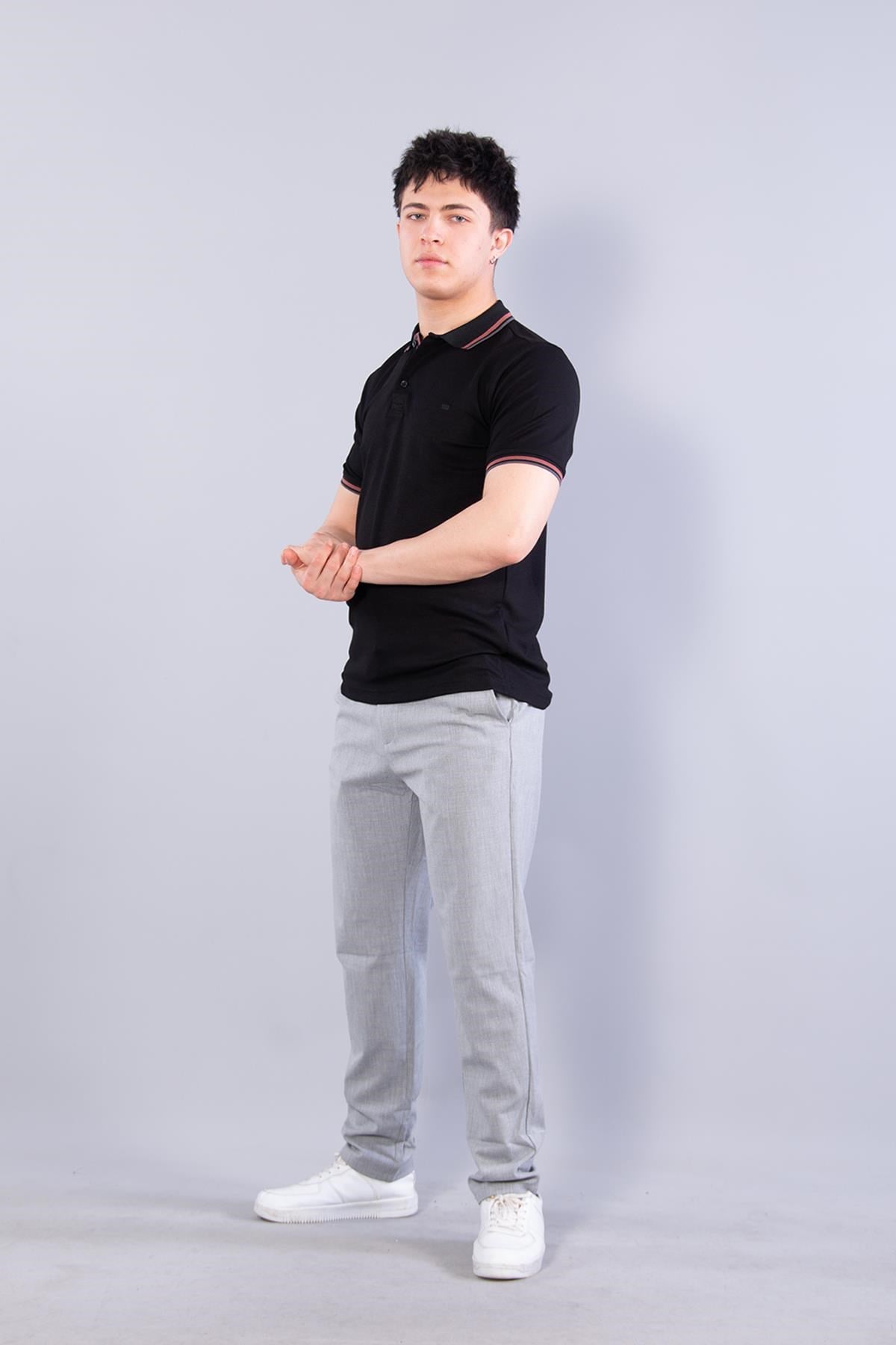 T-shirtmckanzie4623 Yakalı Çizgili Modal Kumaş T-shirtkadınerkek