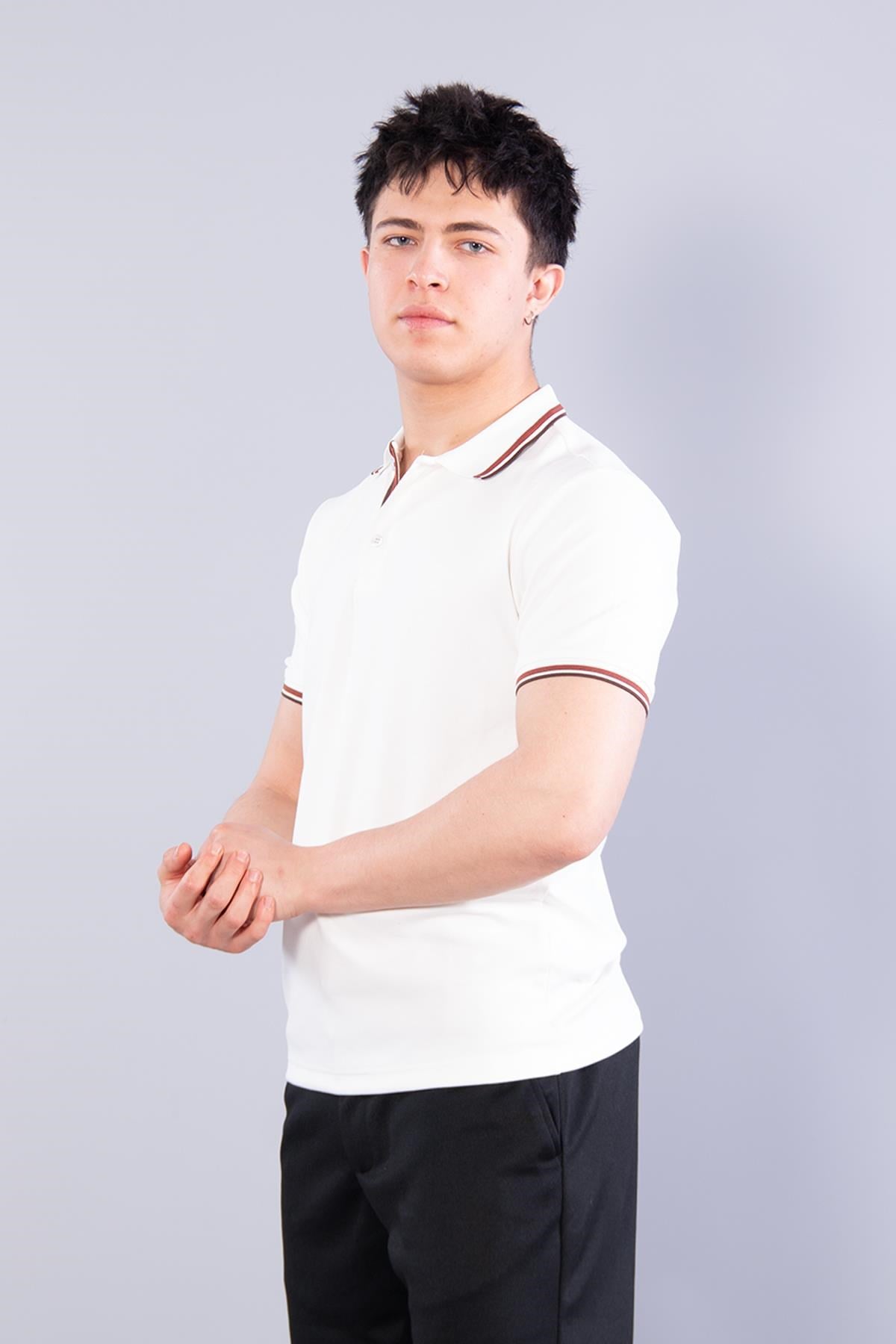 T-shirtmckanzie4623 Yakalı Çizgili Modal Kumaş T-shirtkadınerkek