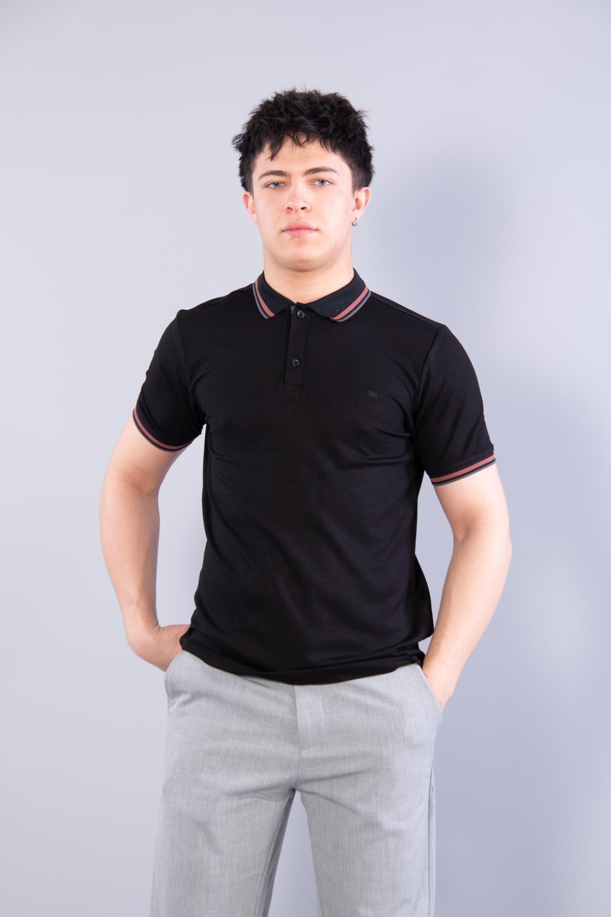 T-shirtmckanzie4623 Yakalı Çizgili Modal Kumaş T-shirtkadınerkek