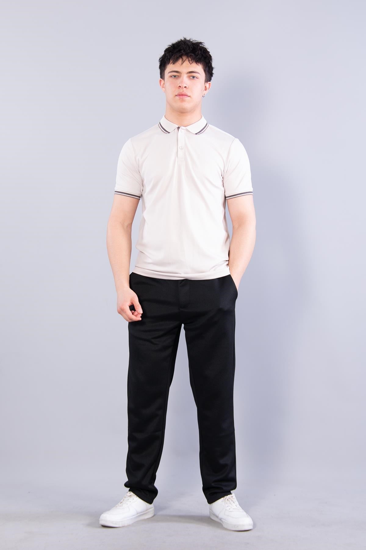 T-shirtmckanzie4623 Yakalı Çizgili Modal Kumaş T-shirtkadınerkek