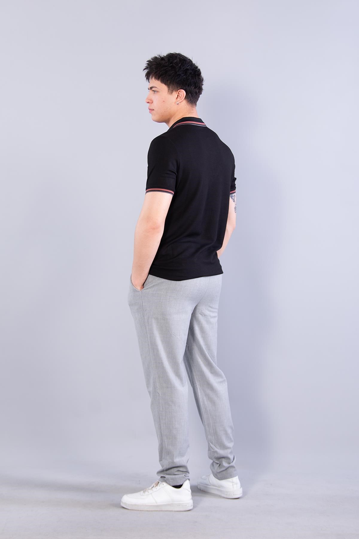 T-shirtmckanzie4623 Yakalı Çizgili Modal Kumaş T-shirtkadınerkek