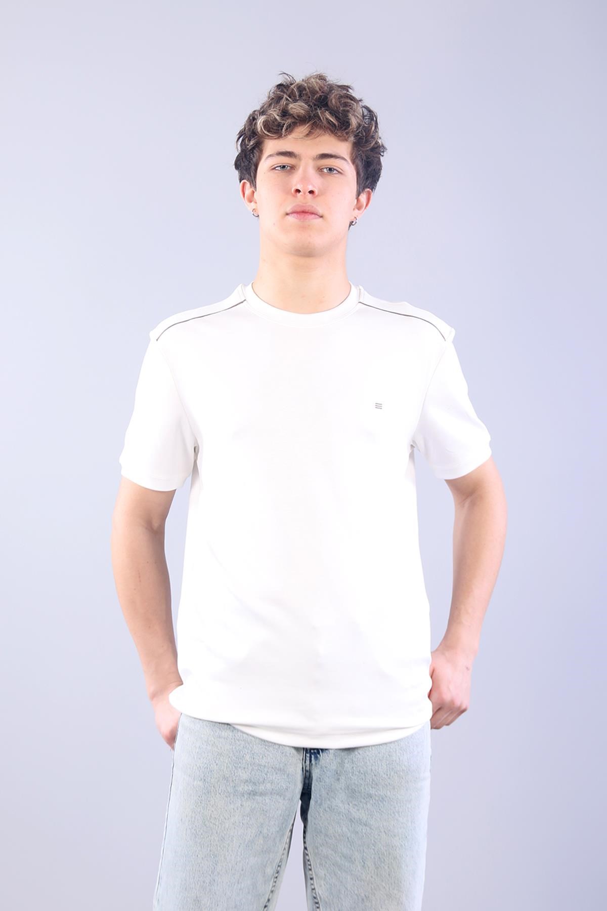 T-shirtmckanzie4625 Modal Kumaş Omuz Trikolu O Yaka T-shirtkadınerkek