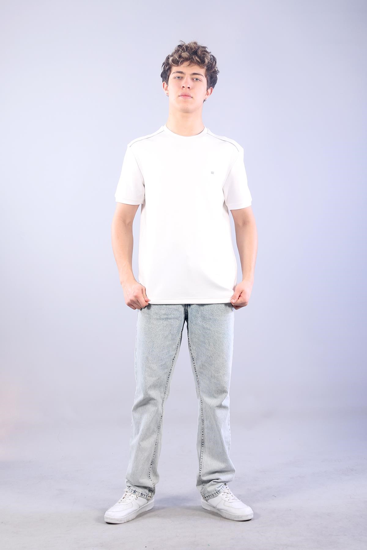 T-shirtmckanzie4625 Modal Kumaş Omuz Trikolu O Yaka T-shirtkadınerkek