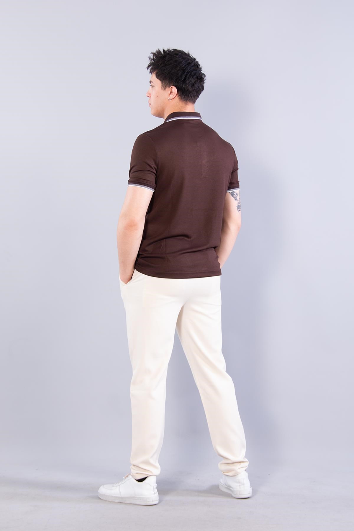 T-shirtmckanzie4662 Yakası Çizgili Modal T-shirtkadınerkek