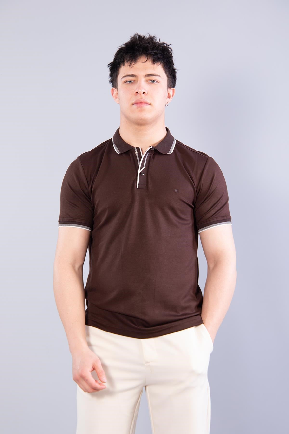T-shirtmckanzie4662 Yakası Çizgili Modal T-shirtkadınerkek