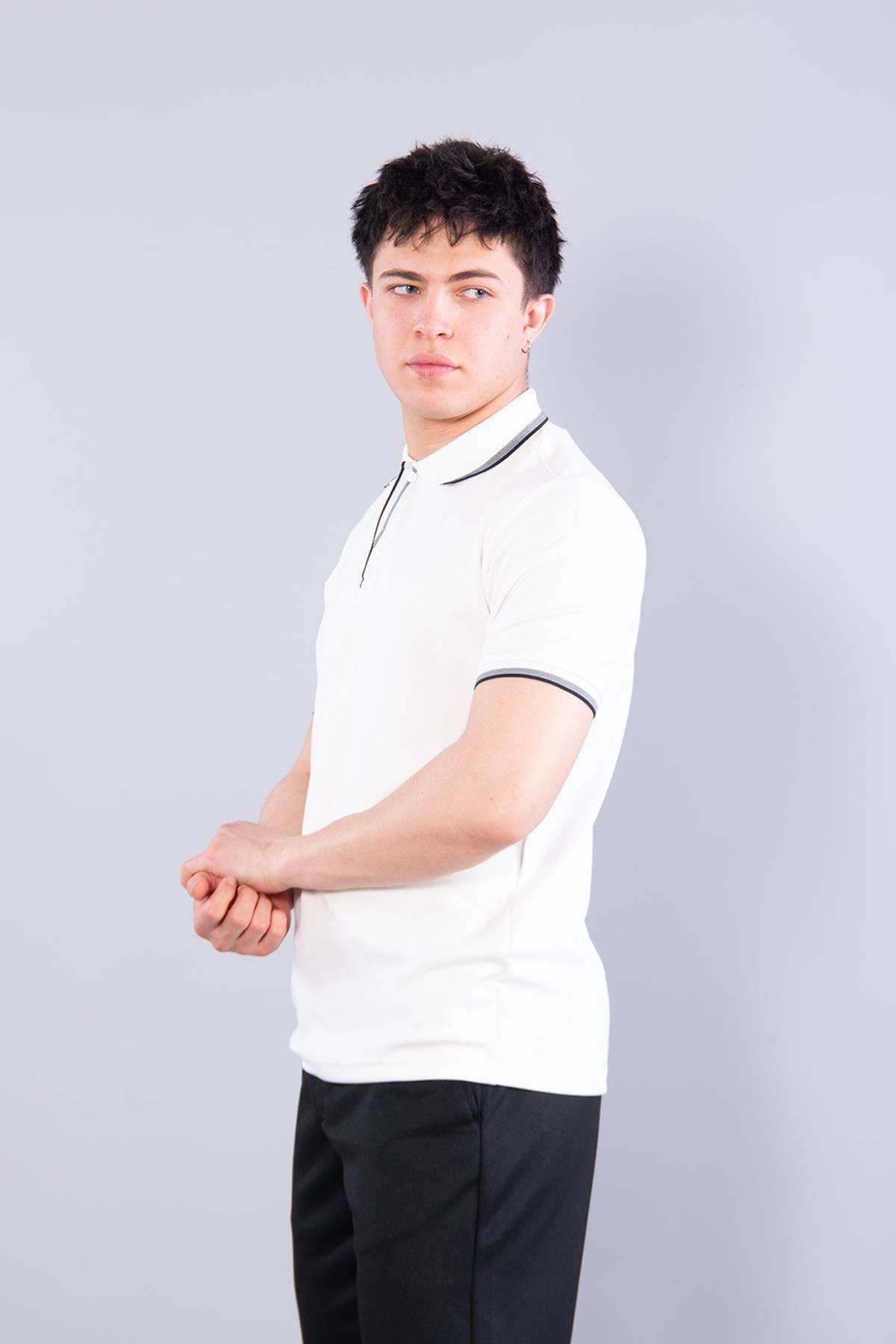 T-shirtmckanzie4662 Yakası Çizgili Modal T-shirtkadınerkek