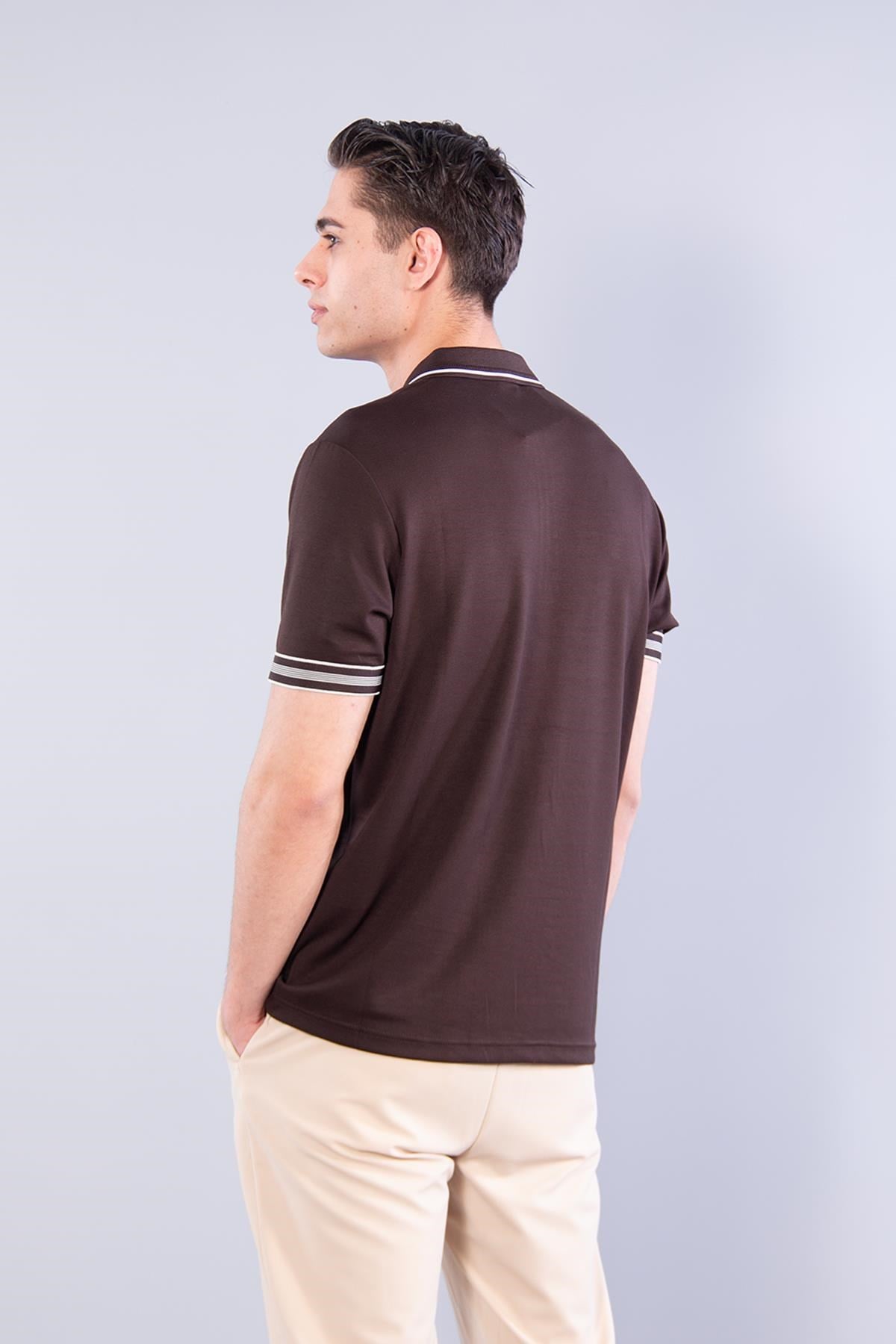 T-shirtmckanzie4665 Modal Yakası Fermuarlı Yaka Ve Kol Ucu Çizgilikadınerkek