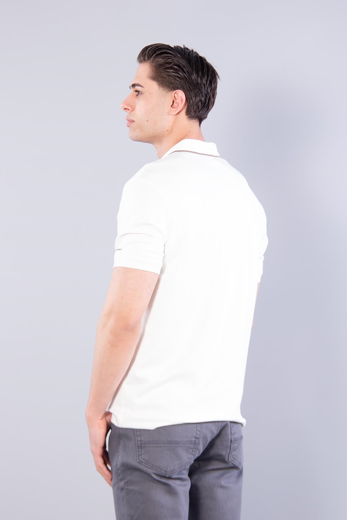 T-shirtmckanzie4666 Modal V Patlı Yaka Ucu Çizgili T-shirtkadınerkek