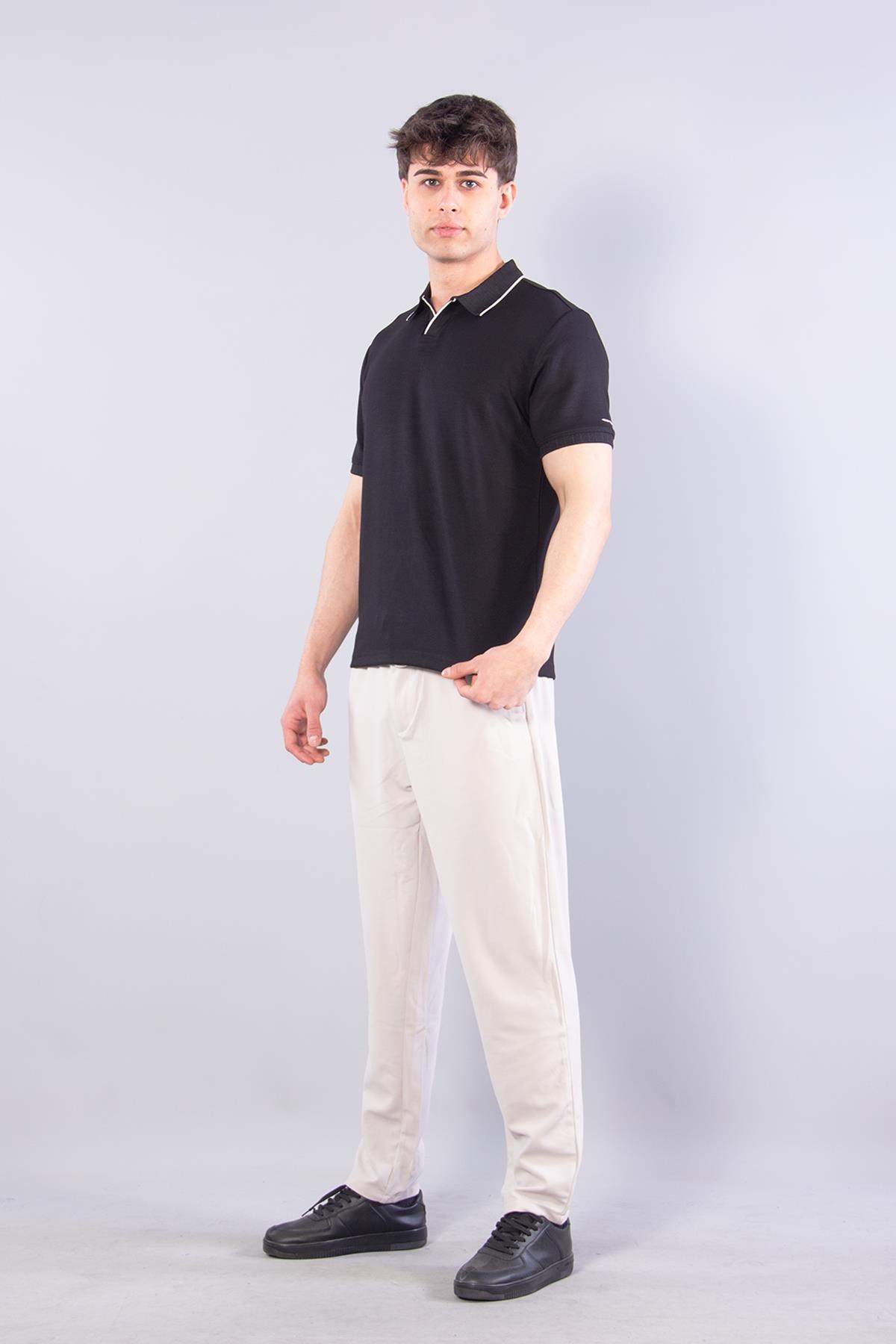 T-shirtmckanzie4666 Modal V Patlı Yaka Ucu Çizgili T-shirtkadınerkek