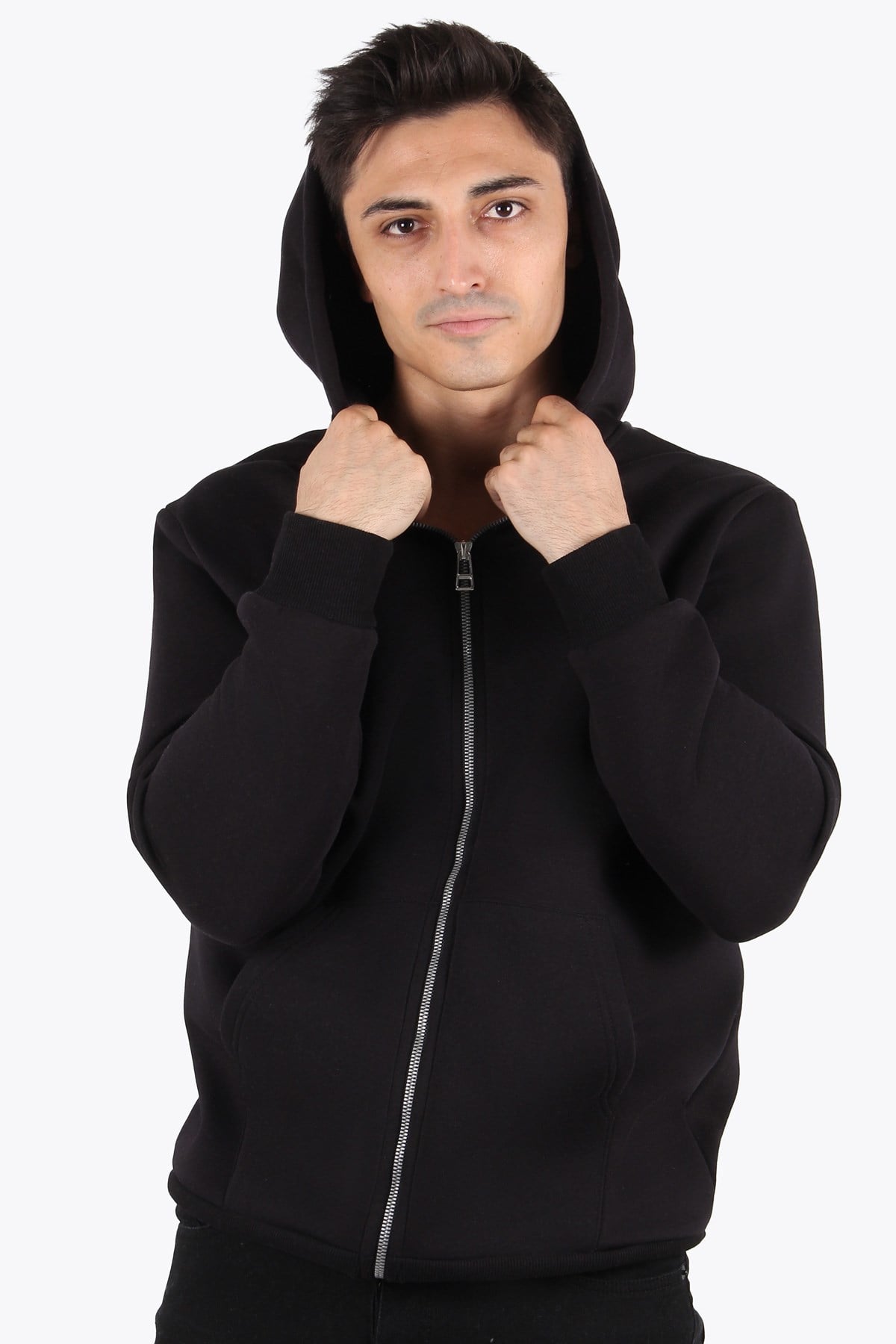 Sweatmckanzie5487 Fermuarlı Kapşonlu Kanguru Cep 3 İplik Şardonlu Sweatkadınerkek