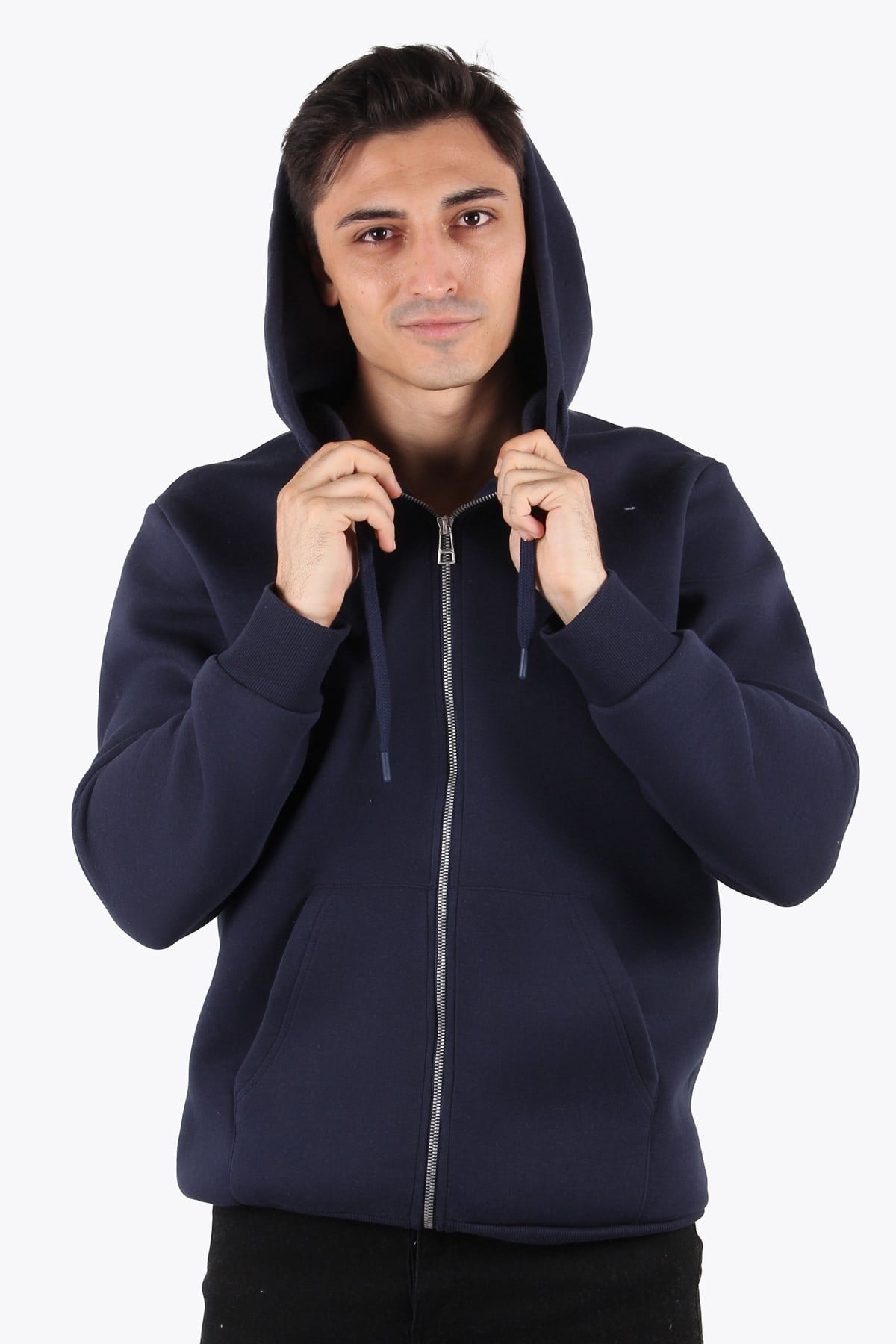 Sweatmckanzie5487 Fermuarlı Kapşonlu Kanguru Cep 3 İplik Şardonlu Sweatkadınerkek