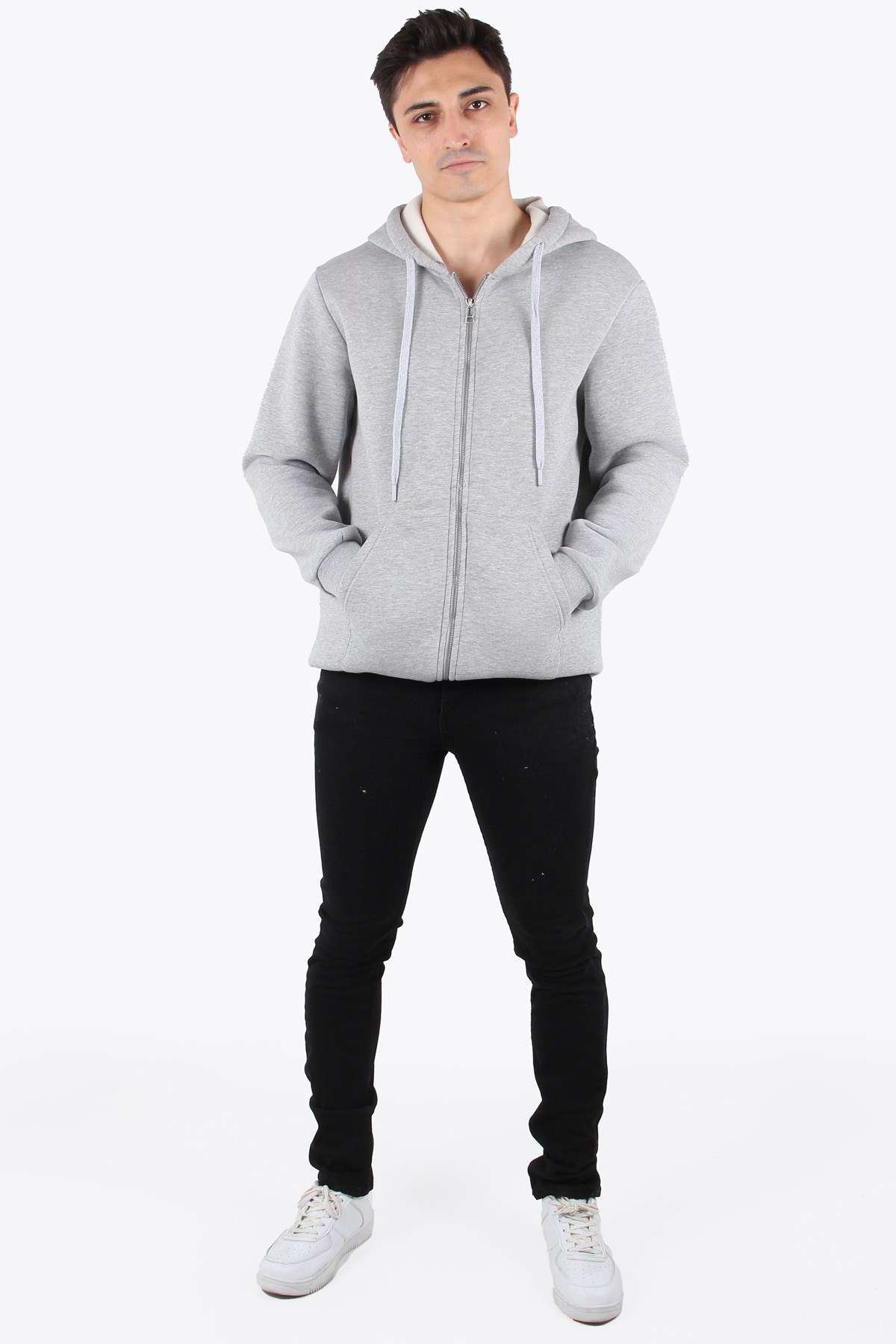 Sweatmckanzie5487 Fermuarlı Kapşonlu Kanguru Cep 3 İplik Şardonlu Sweatkadınerkek