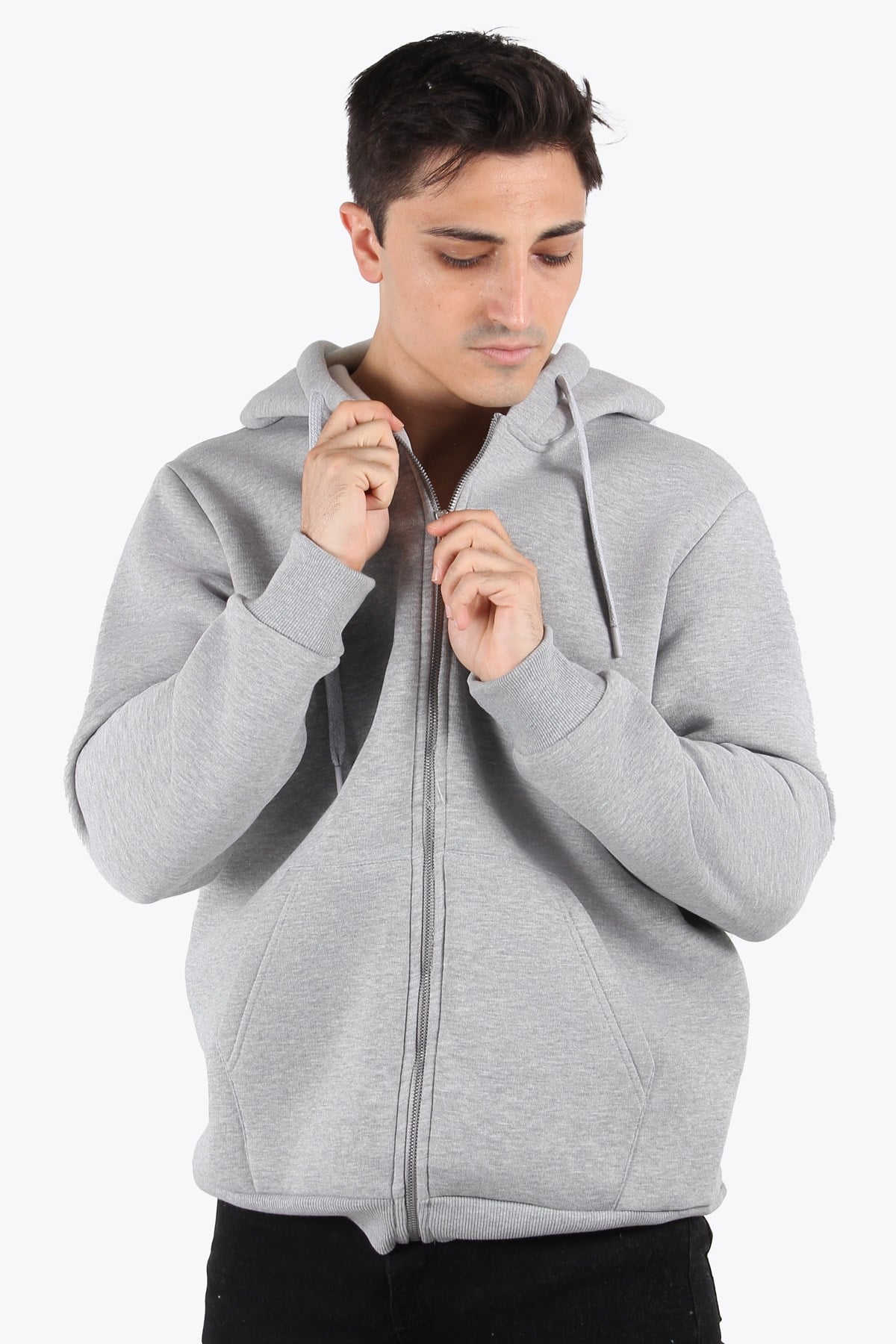Sweatmckanzie5487 Fermuarlı Kapşonlu Kanguru Cep 3 İplik Şardonlu Sweatkadınerkek