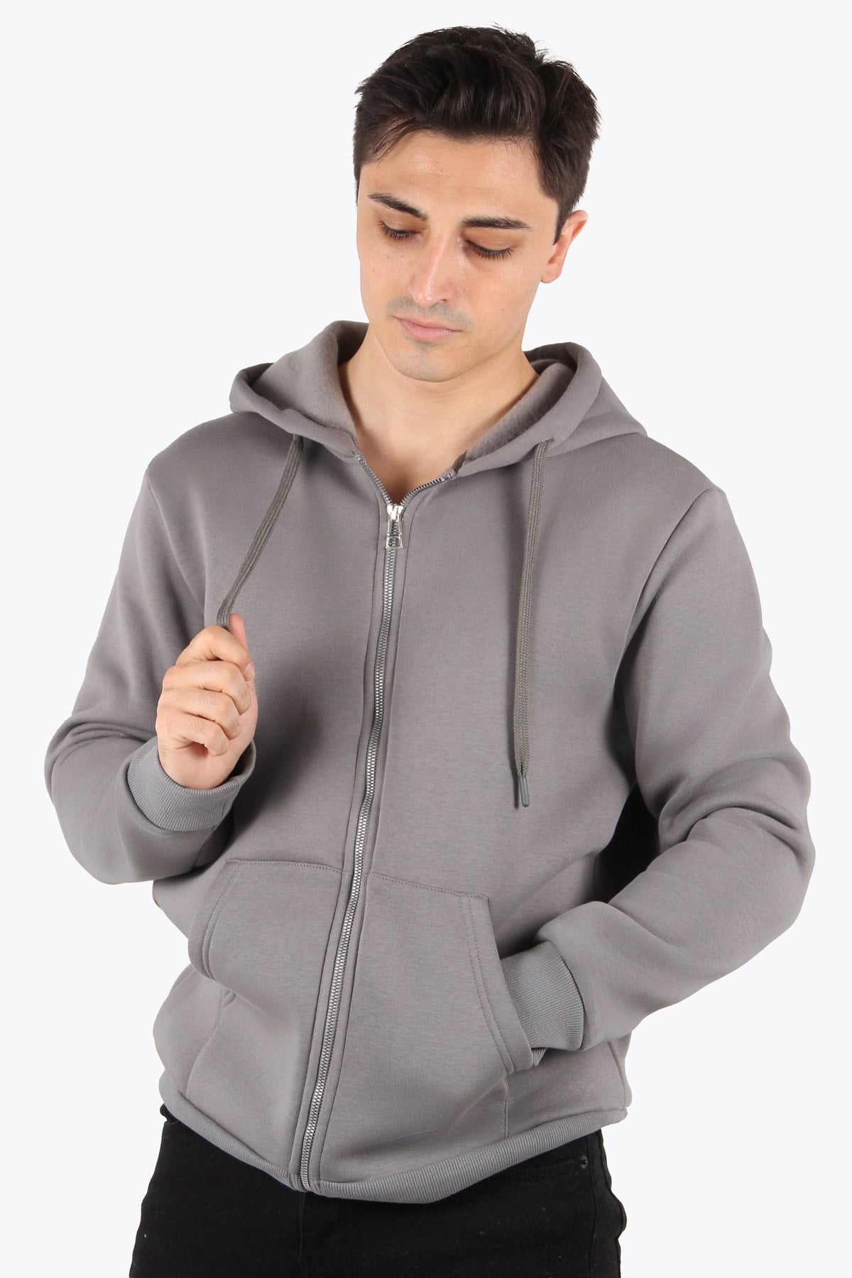 Sweatmckanzie5487 Fermuarlı Kapşonlu Kanguru Cep 3 İplik Şardonlu Sweatkadınerkek