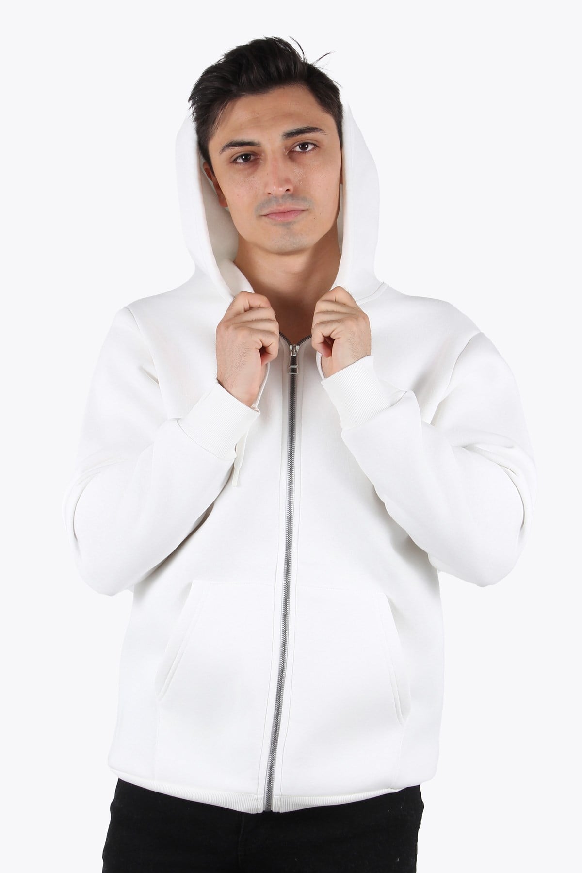 Sweatmckanzie5487 Fermuarlı Kapşonlu Kanguru Cep 3 İplik Şardonlu Sweatkadınerkek