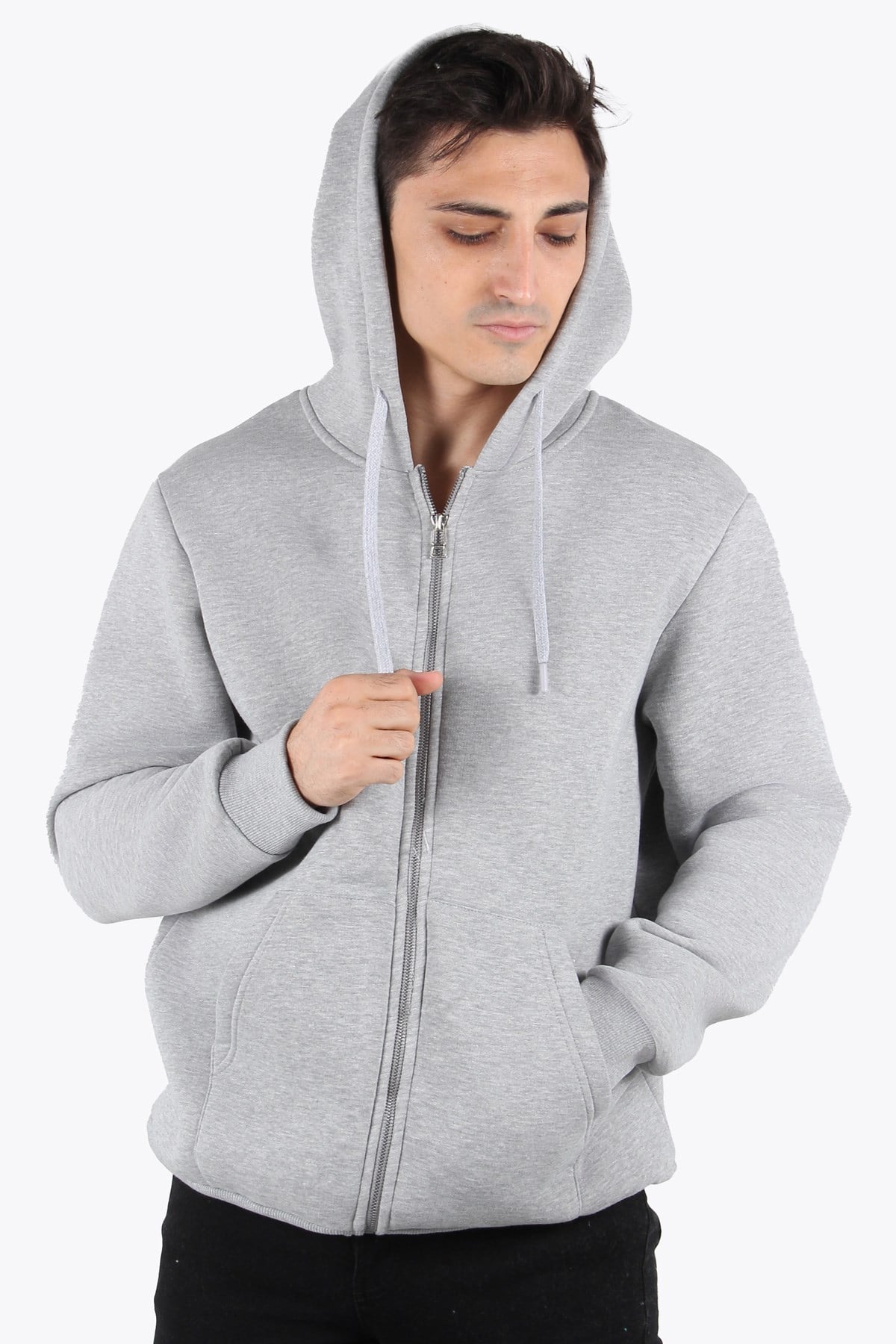 Sweatmckanzie5487 Fermuarlı Kapşonlu Kanguru Cep 3 İplik Şardonlu Sweatkadınerkek
