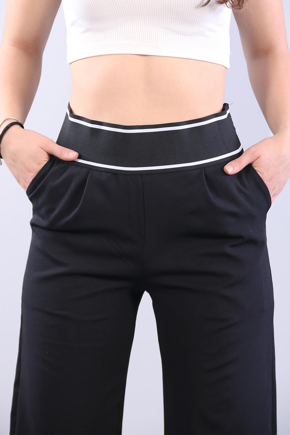 Pantolonmckanzie6521 (N-2113) Çizgili Lastikli Bol Paça Double Pantlonkadınerkek