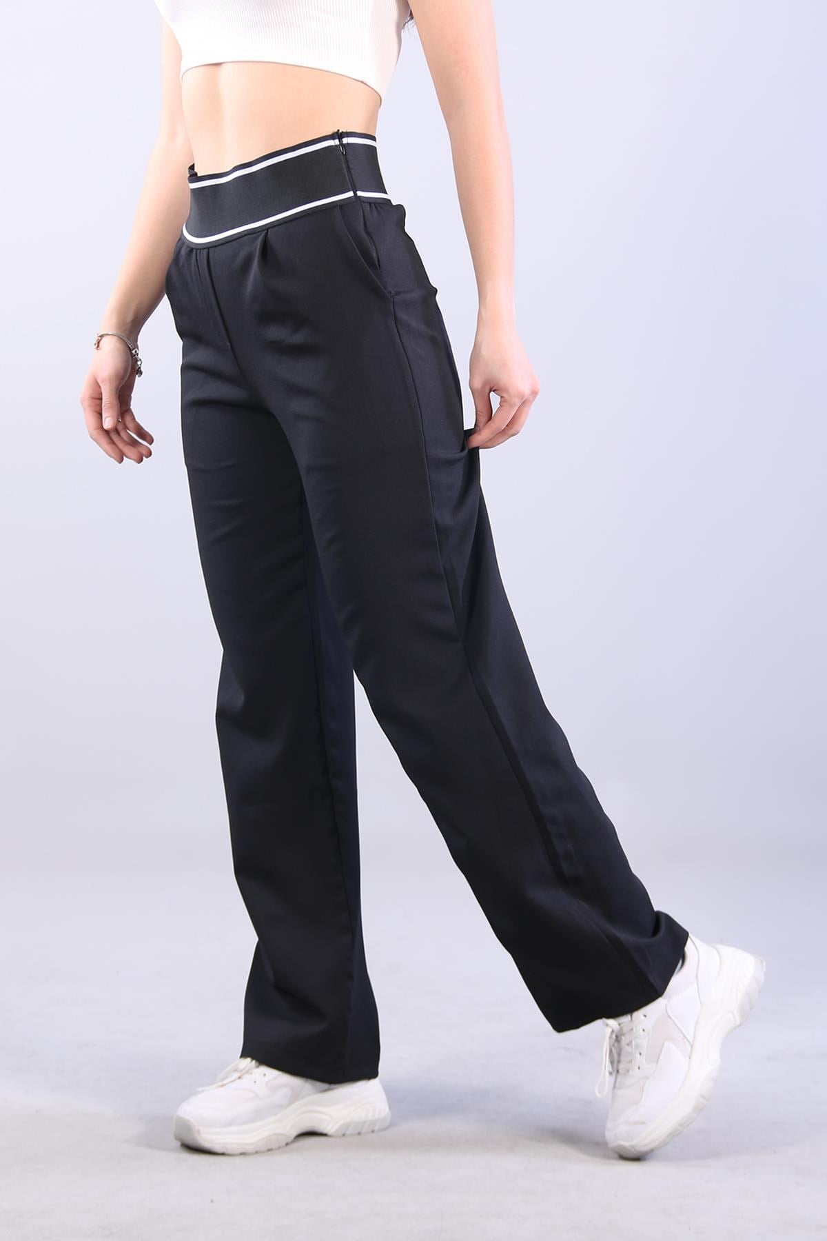 Pantolonmckanzie6521 (N-2113) Çizgili Lastikli Bol Paça Double Pantlonkadınerkek