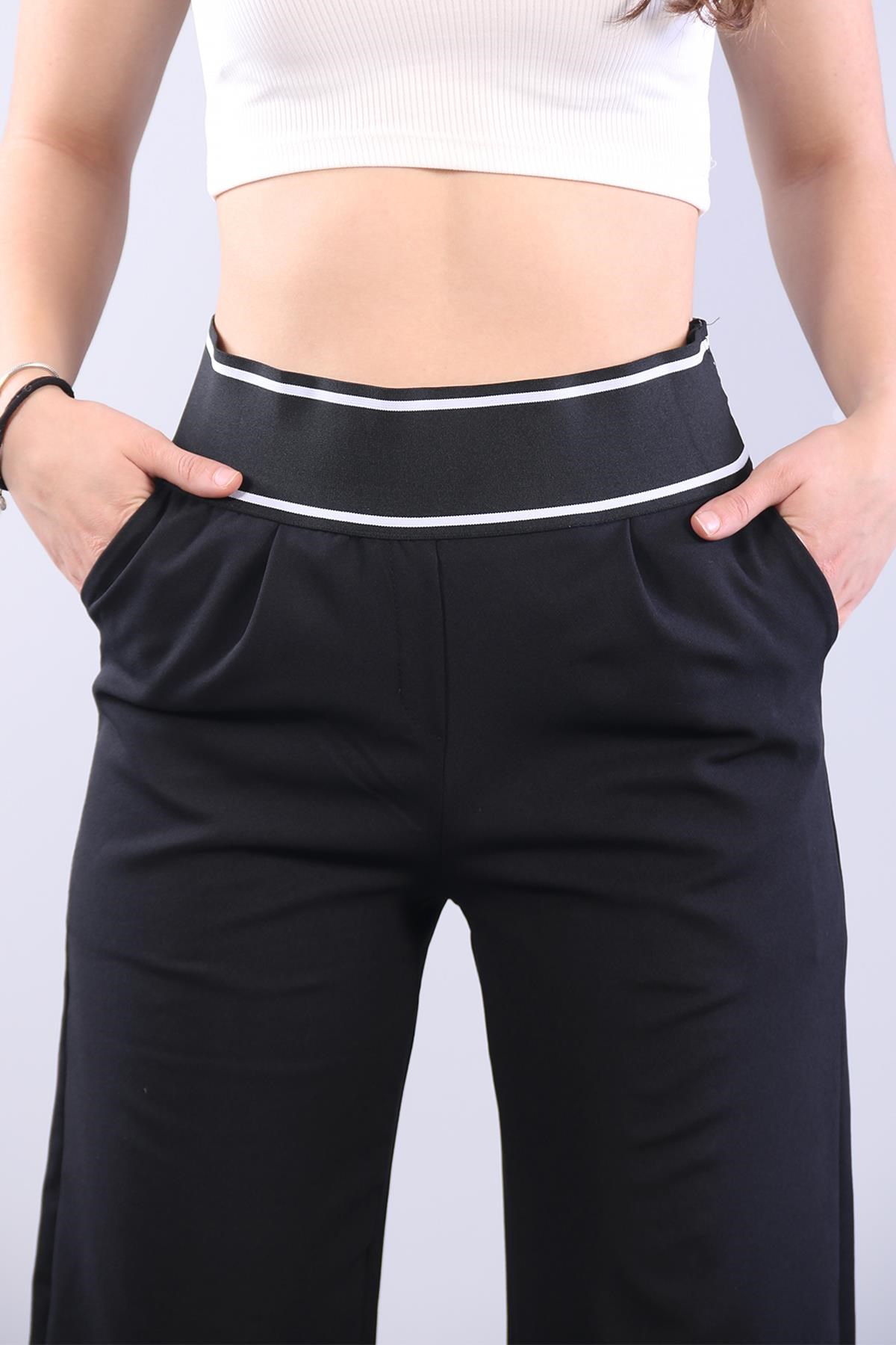 Pantolonmckanzie6521 (N-2113) Çizgili Lastikli Bol Paça Double Pantlonkadınerkek