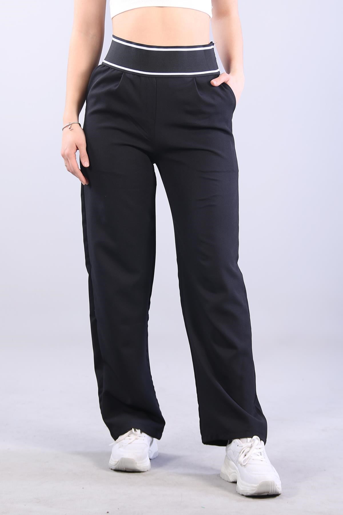 Pantolonmckanzie6521 (N-2113) Çizgili Lastikli Bol Paça Double Pantlonkadınerkek