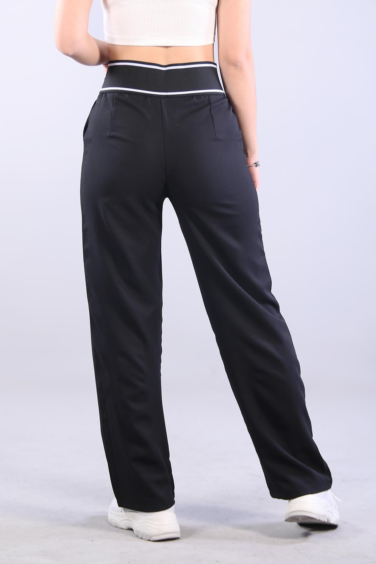 Pantolonmckanzie6521 (N-2113) Çizgili Lastikli Bol Paça Double Pantlonkadınerkek