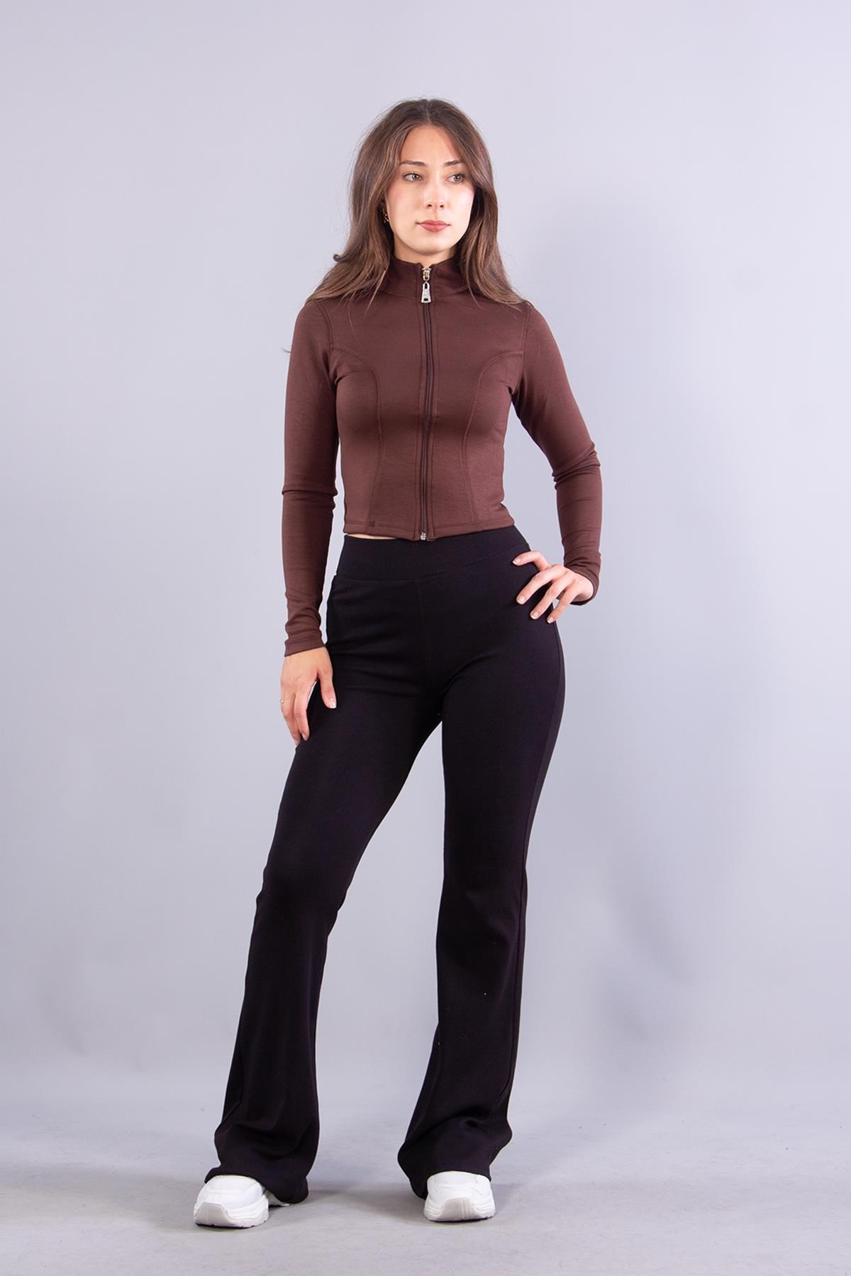 Sweatmckanzie6635 (N-2283) Fermuarlı Dik Yaka Modal Sweatkadınerkek