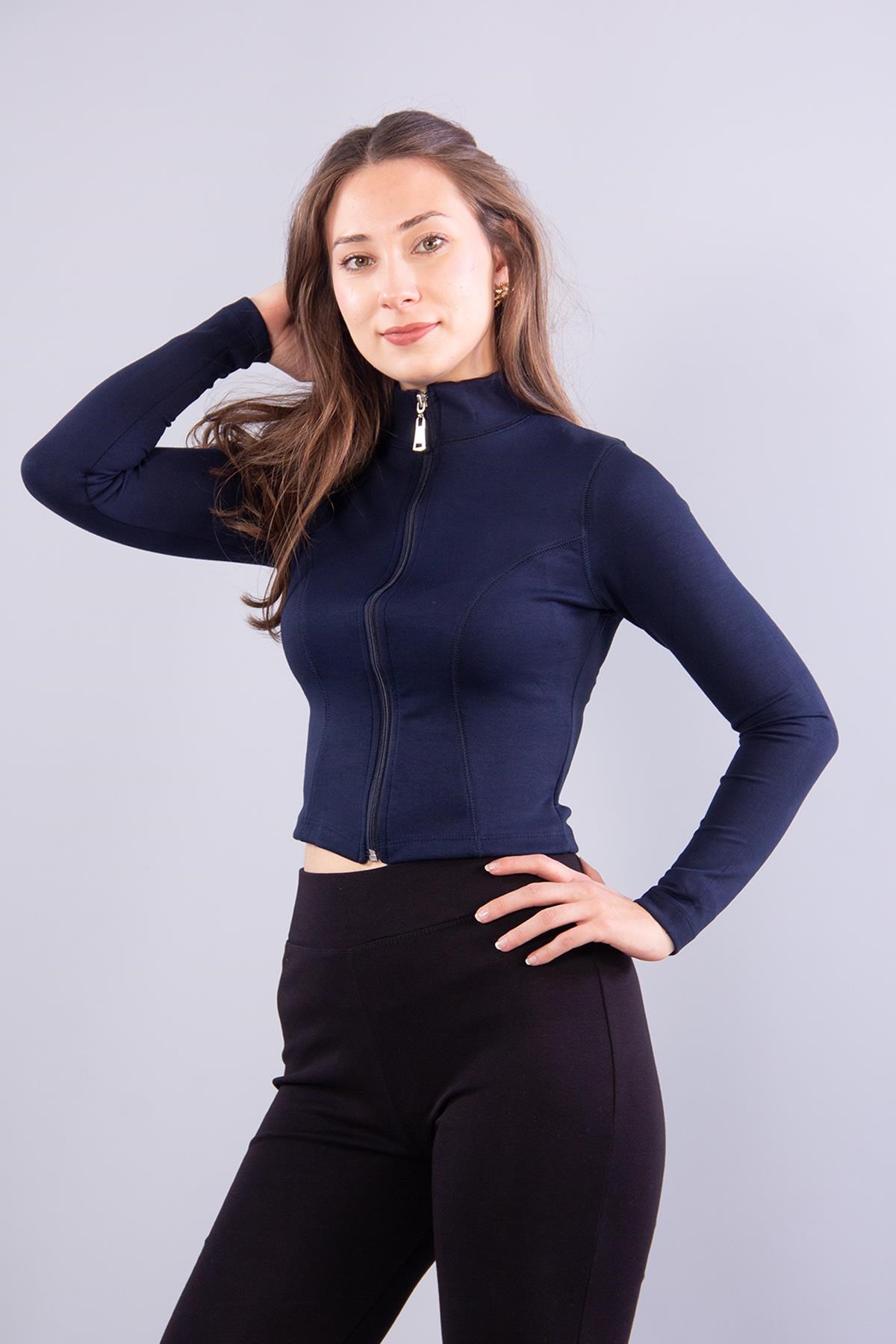 Sweatmckanzie6635 (N-2283) Fermuarlı Dik Yaka Modal Sweatkadınerkek