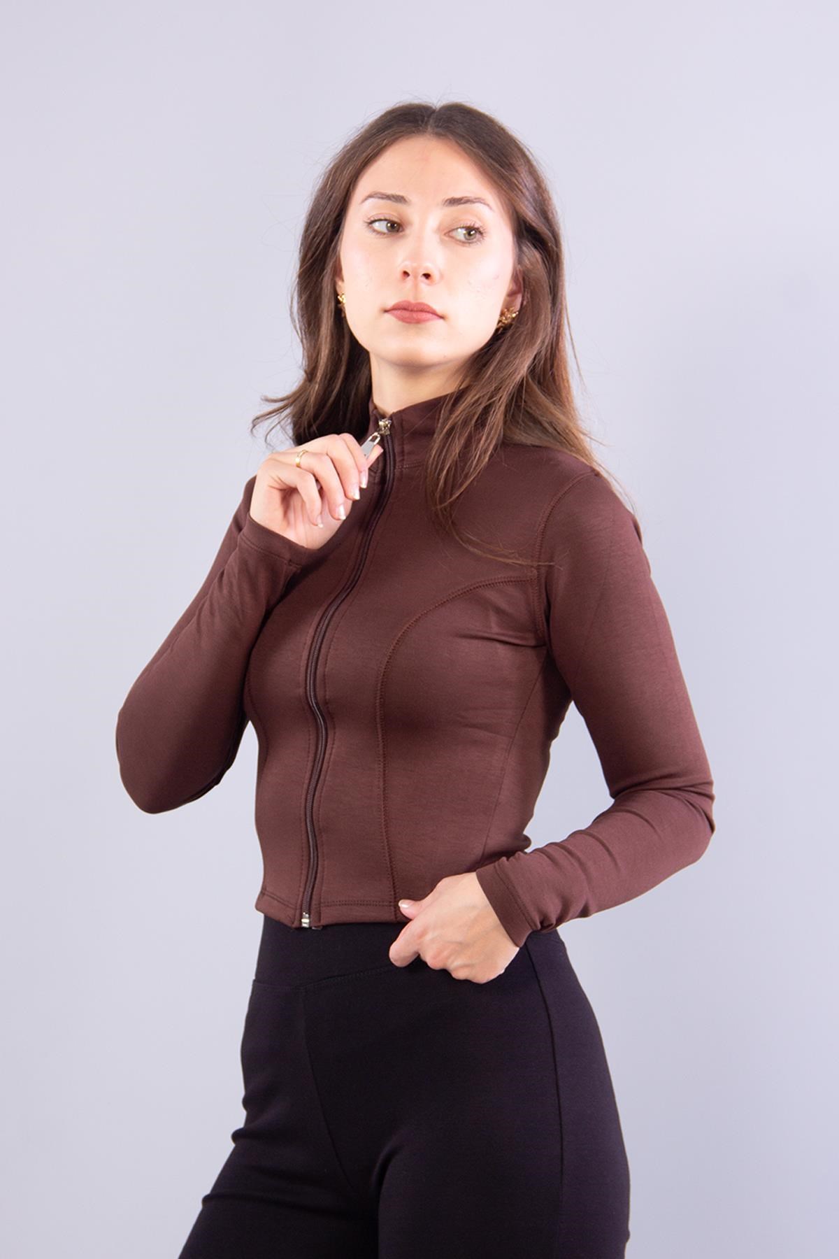 Sweatmckanzie6635 (N-2283) Fermuarlı Dik Yaka Modal Sweatkadınerkek