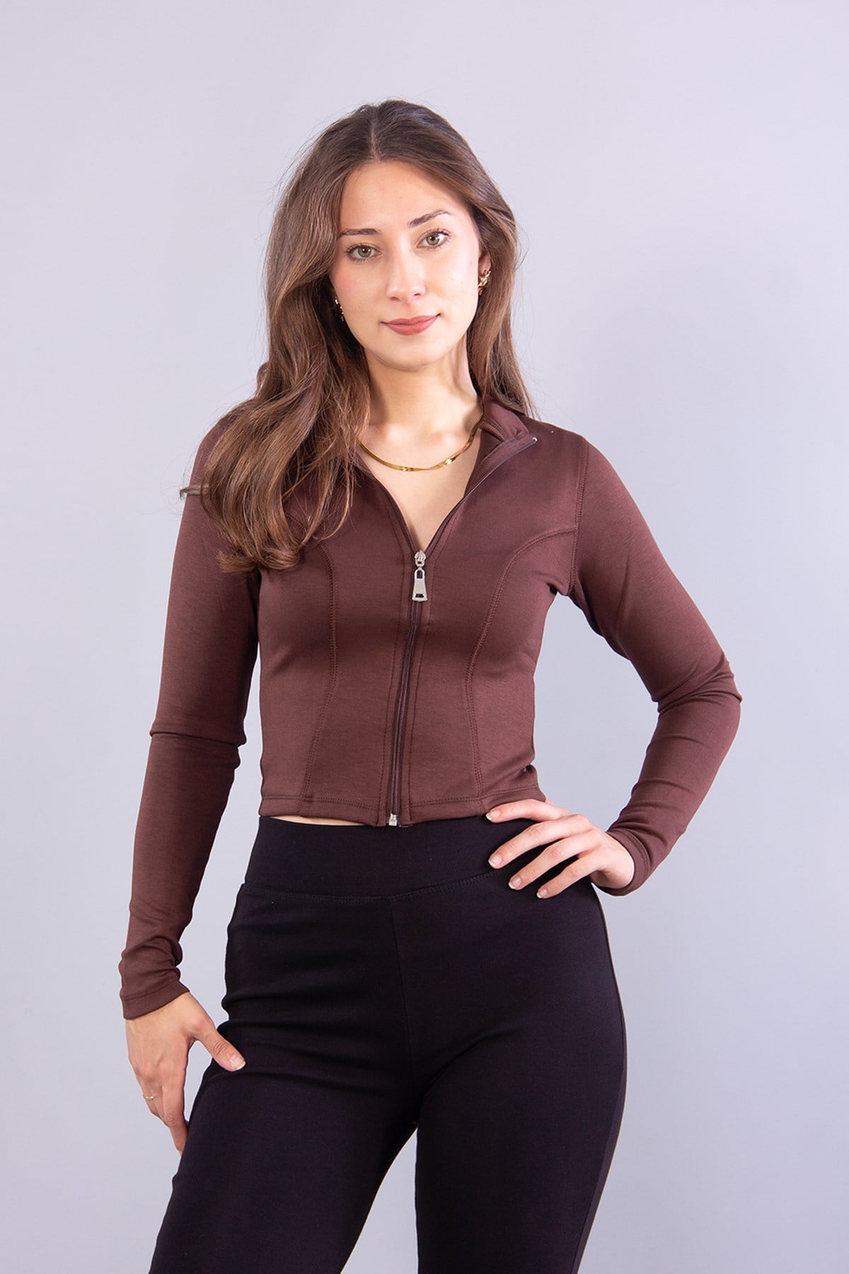 Sweatmckanzie6635 (N-2283) Fermuarlı Dik Yaka Modal Sweatkadınerkek