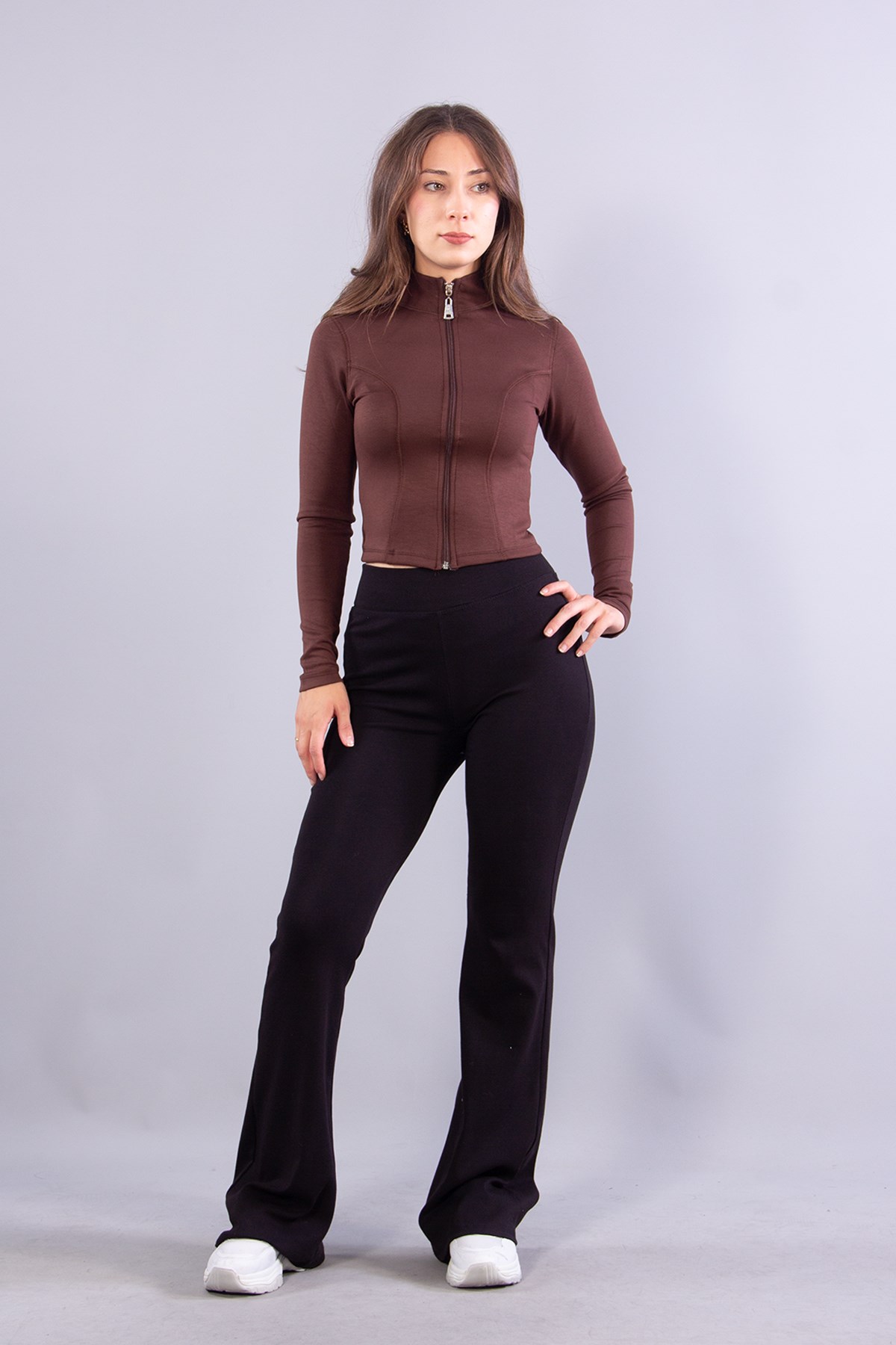 Sweatmckanzie6635 (N-2283) Fermuarlı Dik Yaka Modal Sweatkadınerkek