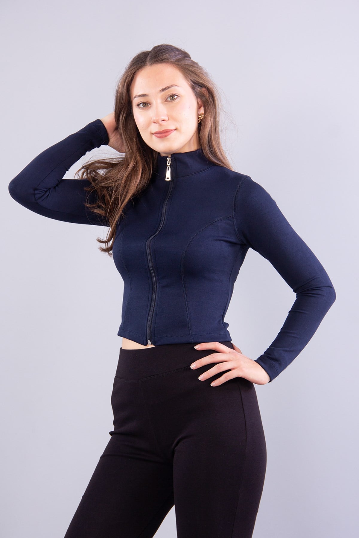 Sweatmckanzie6635 (N-2283) Fermuarlı Dik Yaka Modal Sweatkadınerkek